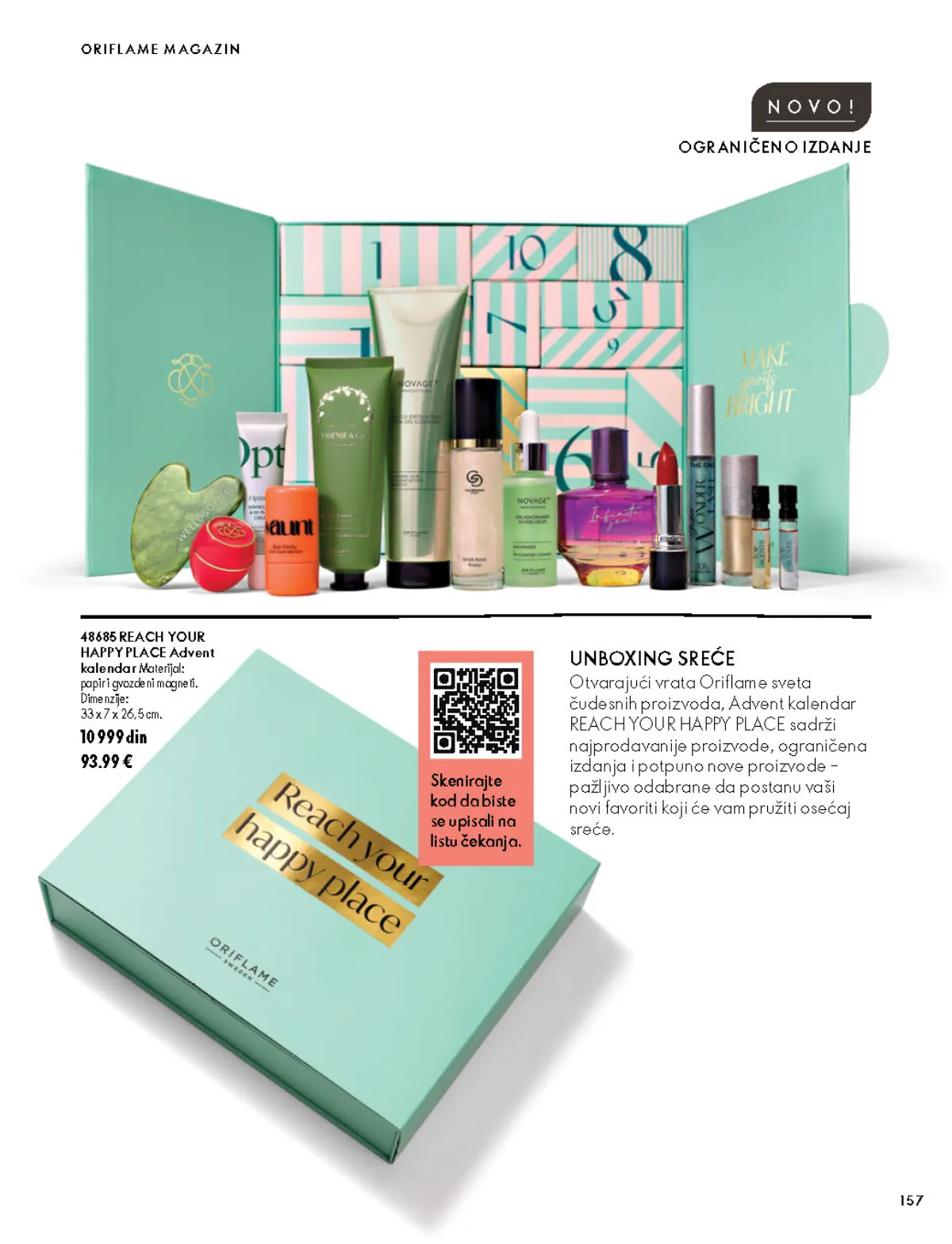 Oriflame katalog 07.10–17.11.2026, strana 157 – REACH YOUR HAPPY PLACE Advent kalendar