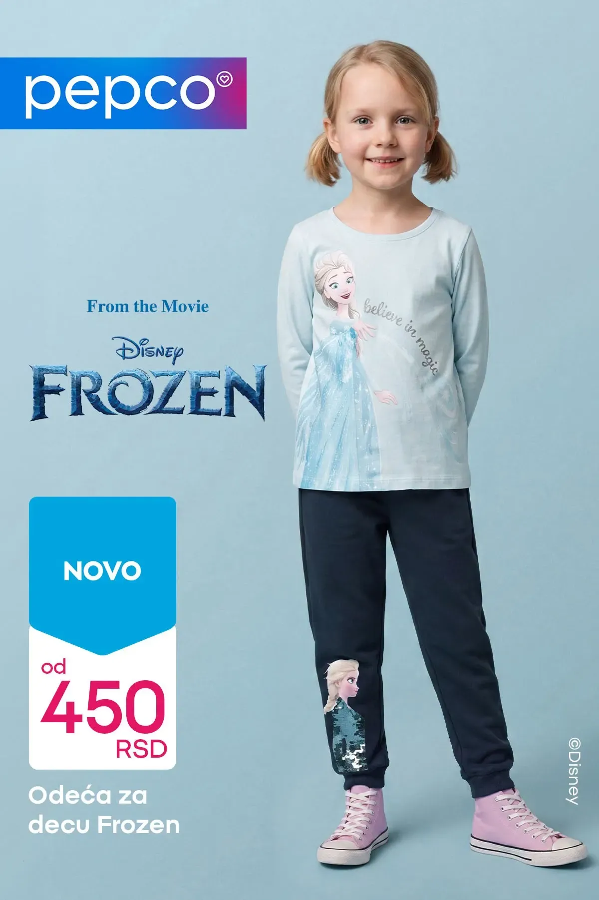 PEPCO Frozen kolekcija za decu – majice, trenerke i pidžame po cenama od 450 RSD