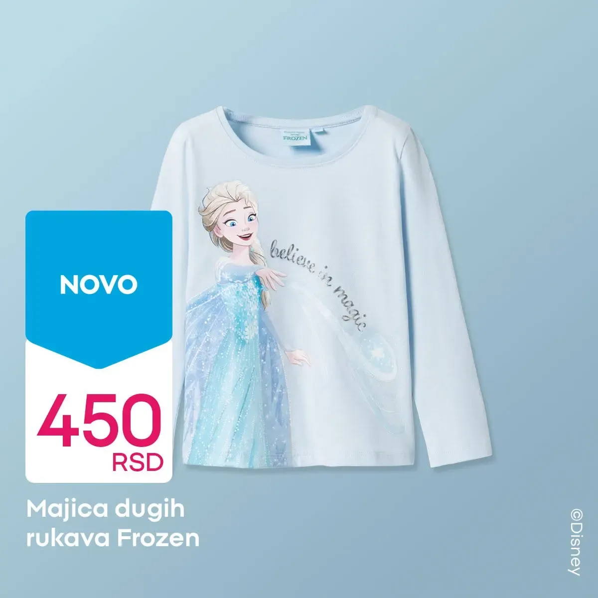 Frozen majica dugih rukava za devojčice u PEPCO prodavnicama po ceni od 450 RSD