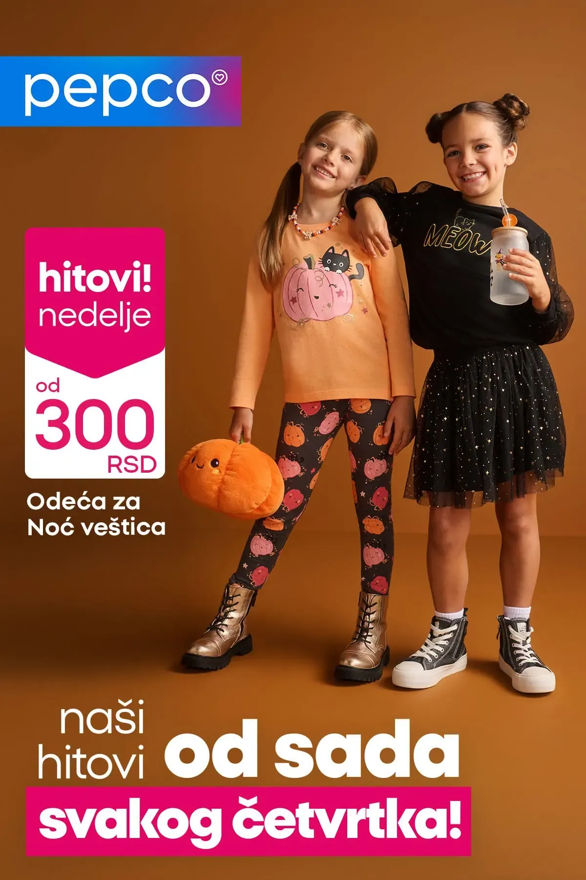 PEPCO Hitovi nedelje – dečja odeća za Noć veštica, trenerke, suknje i dekoracije po cenama od 300 RSD