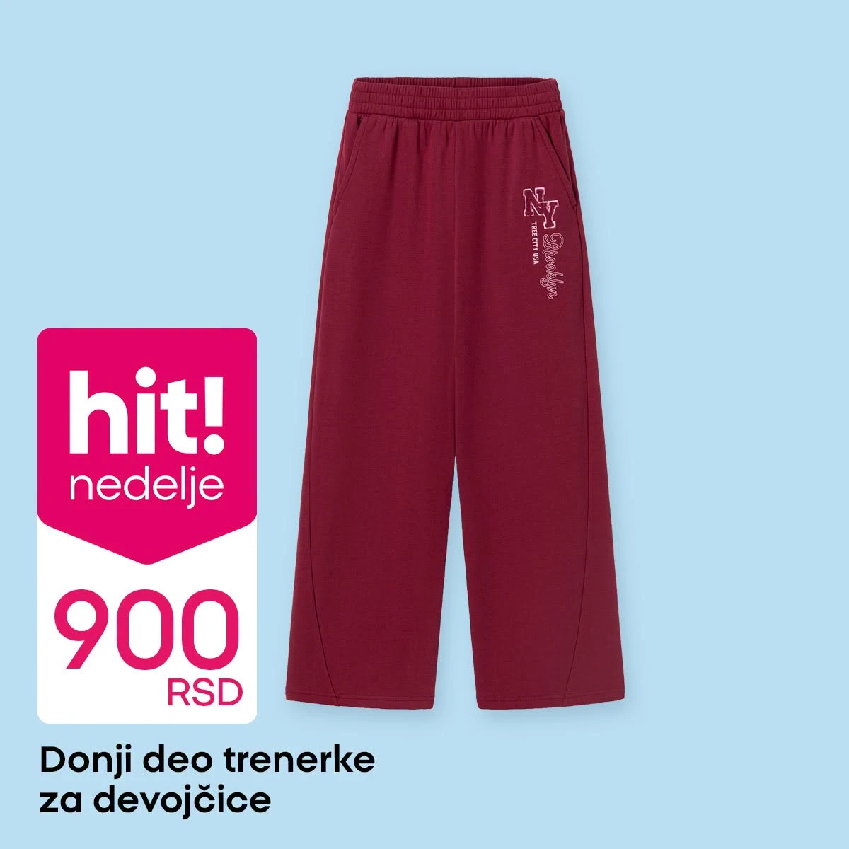 Pepco bordo donji deo trenerke za devojčice po ceni od 900 RSD