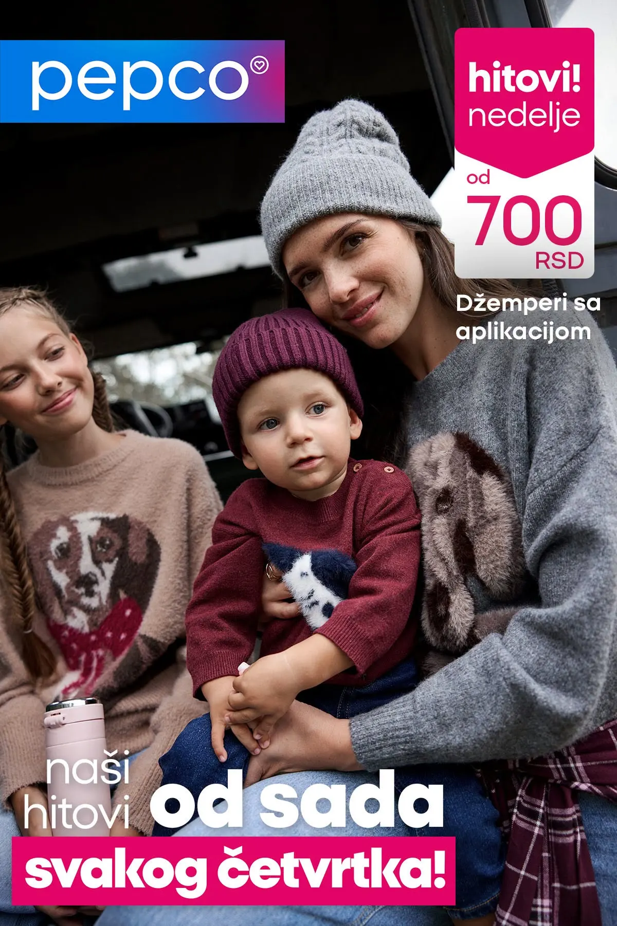 PEPCO hitovi nedelje – džemperi sa aplikacijom za bebe, devojčice i žene od 700 RSD