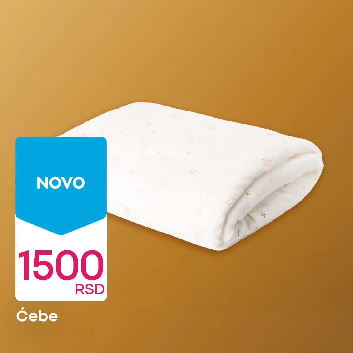 PEPCO mekano belo ćebe sa diskretnim zlatnim zvezdicama – cena 1.500 RSD