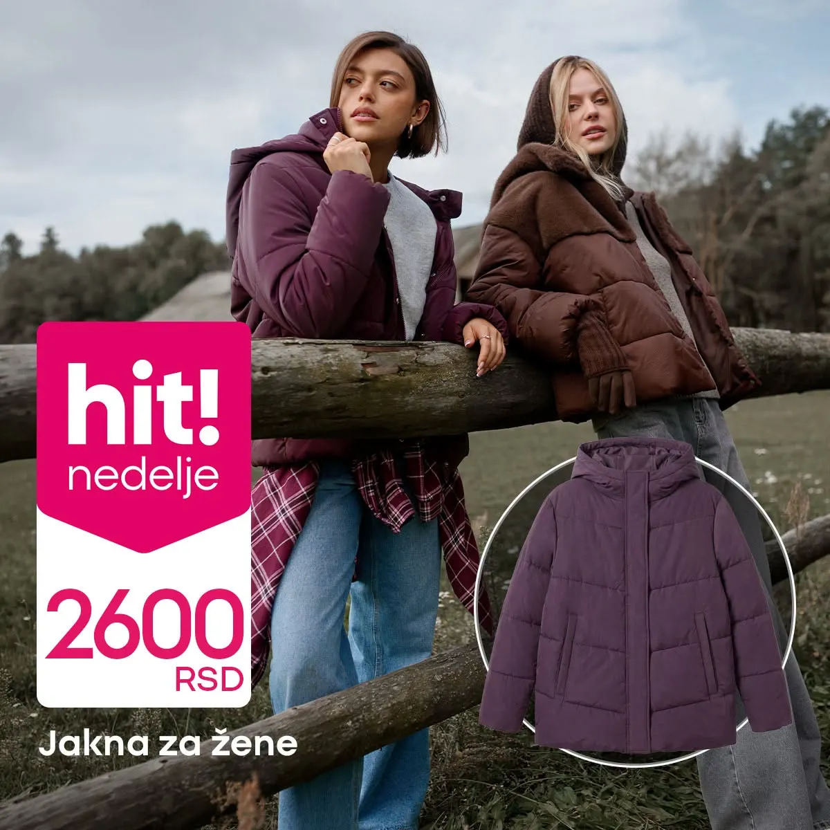 PEPCO ženska prošivena zimska jakna u ljubičastoj boji – cena 2.600 dinara