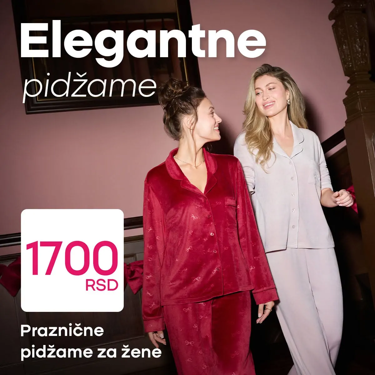 PEPCO ženske praznične pidžame od 1700 dinara – elegantni kompleti u crvenoj i svetloj boji