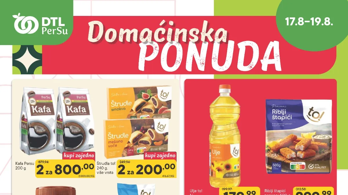 PerSu Domaćinska i Sveža akcija od 17. do 19.08.2026. – popusti do 30% na prehrambene proizvode, mlečne proizvode, voće i povrće