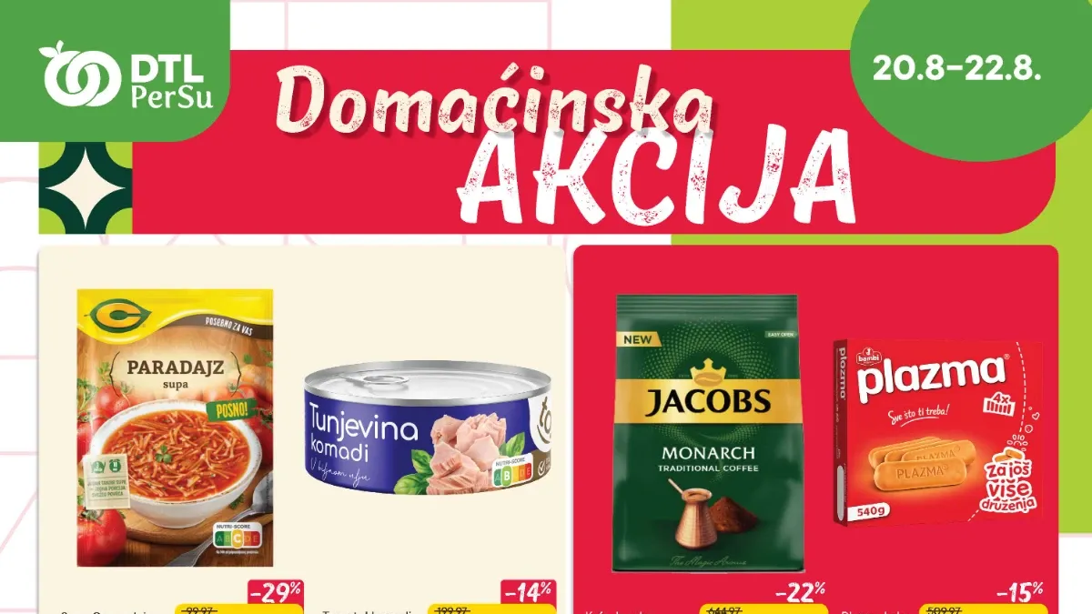 PerSu Domaćinska i Sveža akcija od 20. do 22.08.2026. – Persil, kačkavalj, meso, voće i povrće uz popuste do 57%