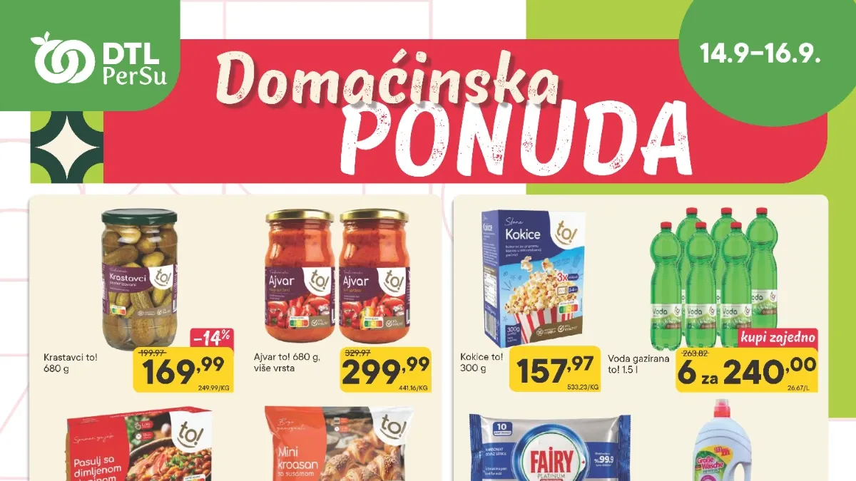 PerSu Domaćinska ponuda od 14. do 16.09.2026. – hrana, piće i kućne potrepštine po sniženim cenama