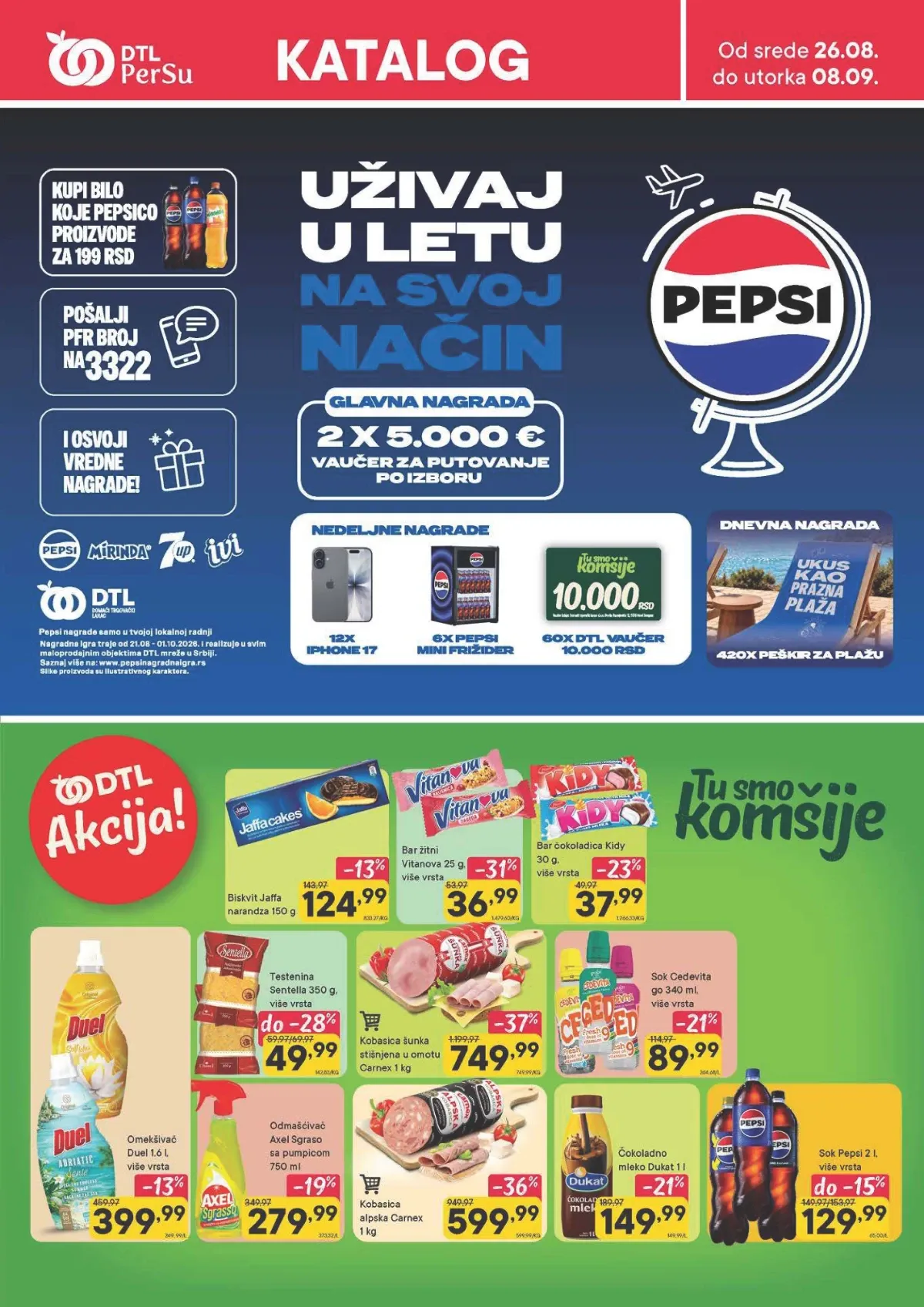 PerSu katalog od 26.08. do 08.09.2026. donosi akcije na hranu, piće, kućnu hemiju i kozmetiku uz popuste do 63%