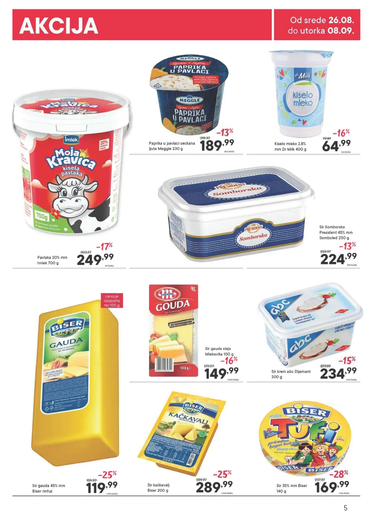 PerSu katalog strana 5 – pavlaka i mlečni namazi uz velika akcijska sniženja