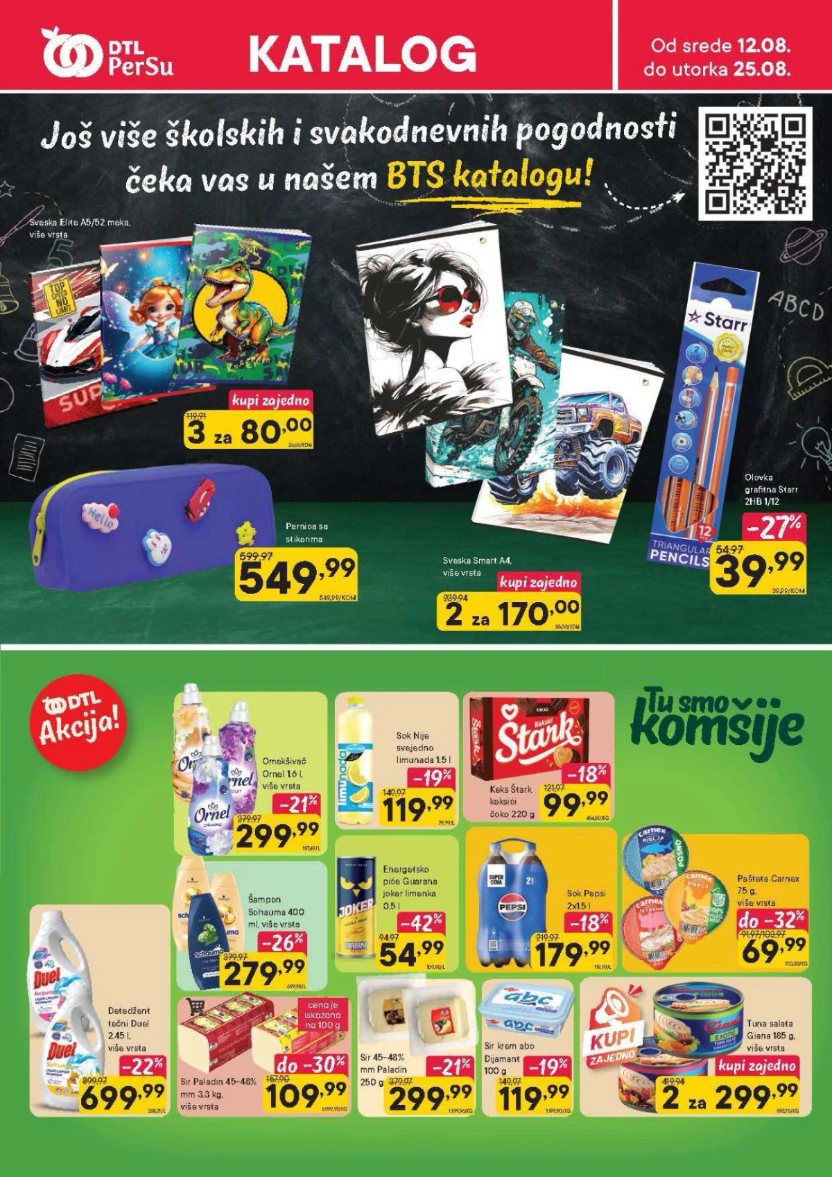 PerSu katalog od 12.08. do 25.08.2026. – akcije na prehranu, piće, kućnu hemiju i školski pribor uz popuste do 49%