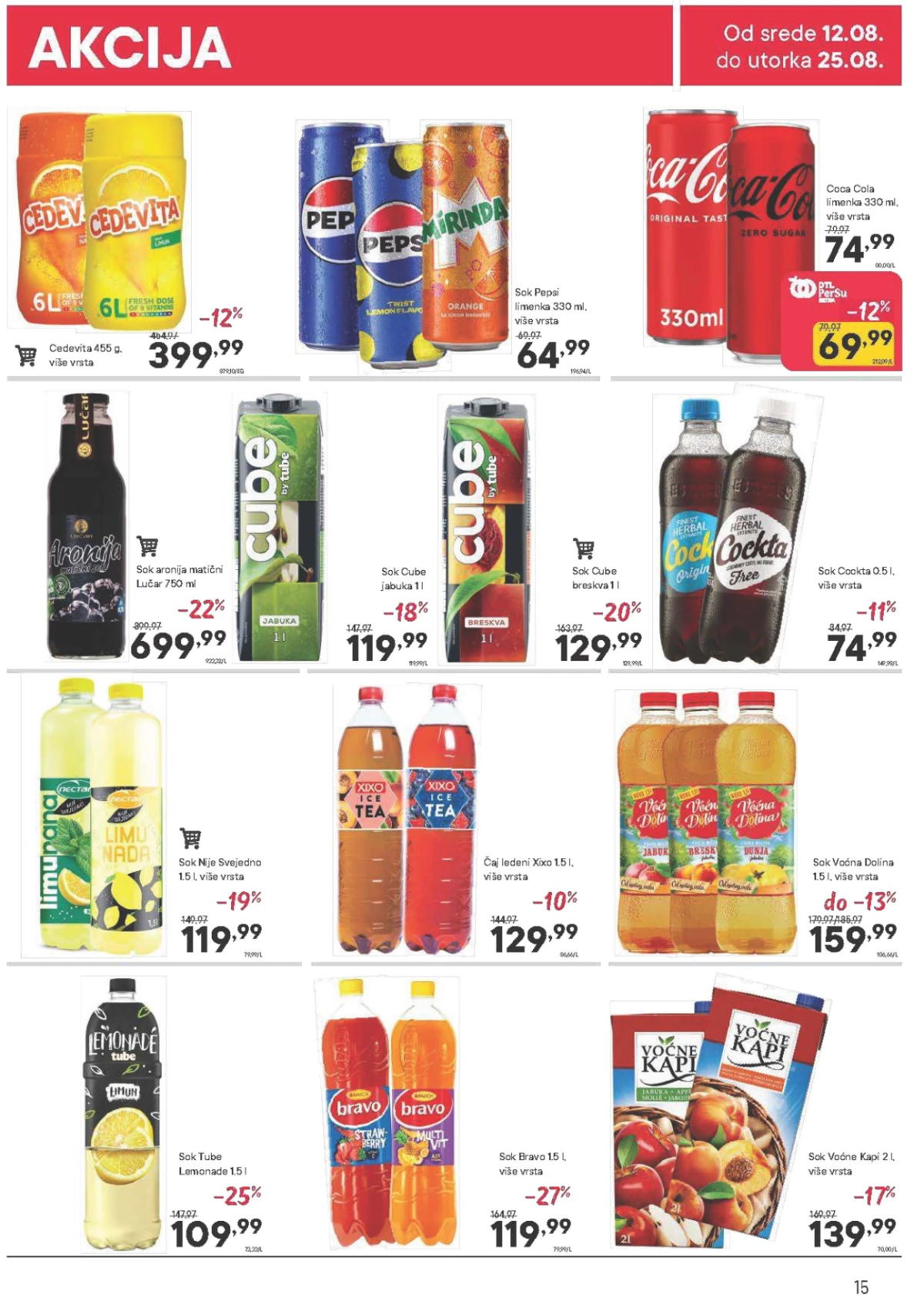 PerSu katalog do 25.08.2026. – sokovi i bezalkoholna pića na akciji