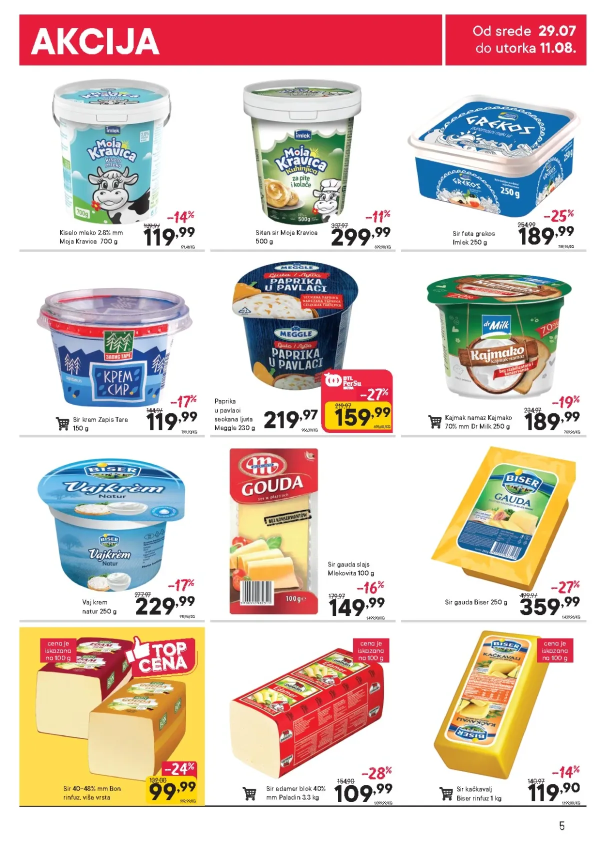 PerSu katalog do 11.08.2026. – sirevi, kajmak, pavlake i mlečni namazi po akcijskim cenama