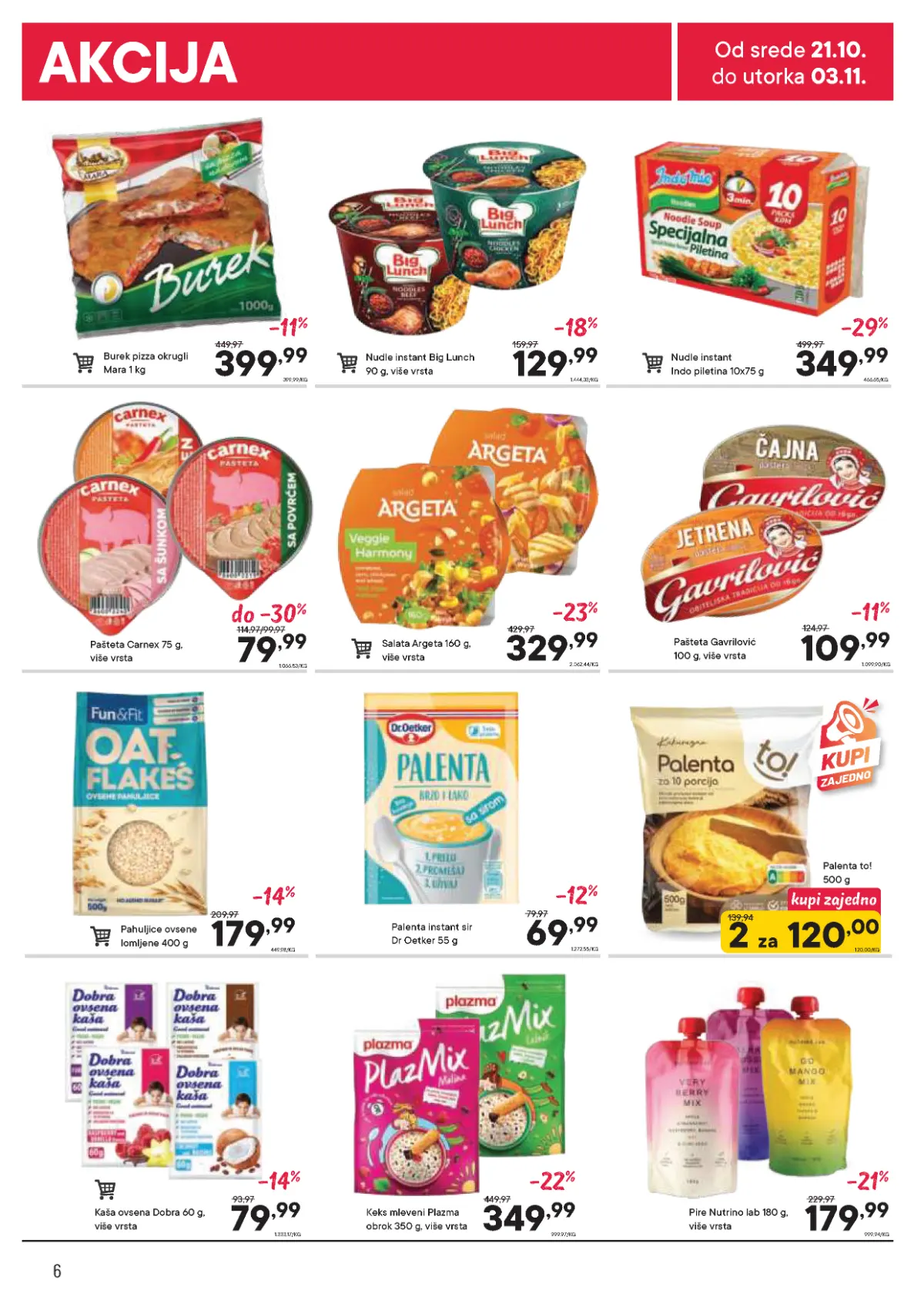 PerSu katalog strana 6 – Carnex paštete, Argeta, instant nudle, palenta, ovsene pahuljice i Plazma