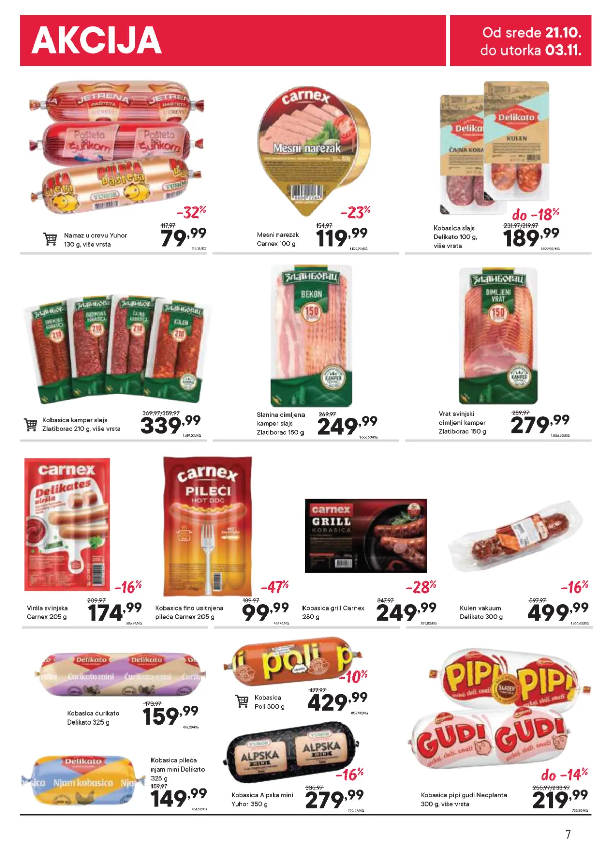 PerSu katalog strana 7 – Carnex kobasice, Zlatiborac suhomesnati proizvodi, Yuhor i Delikato