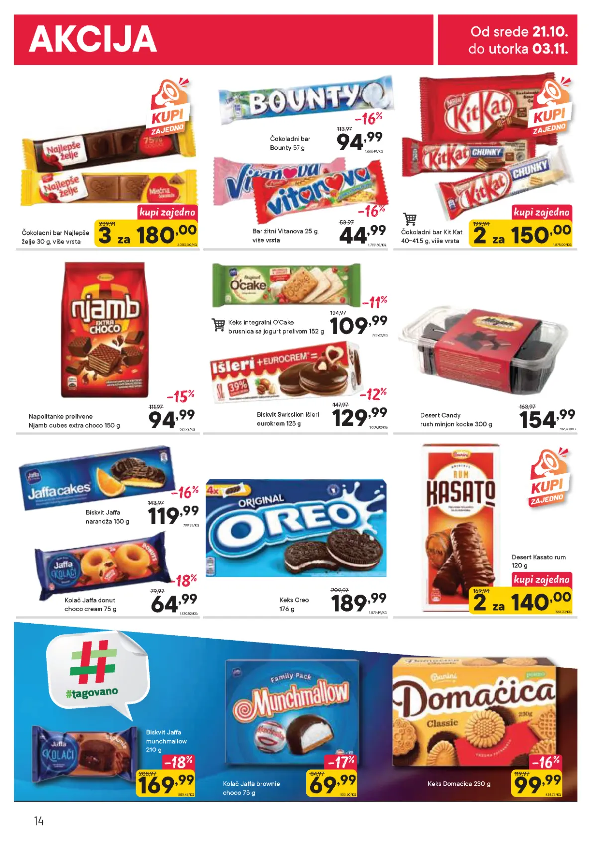 PerSu katalog strana 14 – Jaffa, Oreo, KitKat, Bounty, Najlepše želje, Munchmallow i drugi slatkiši