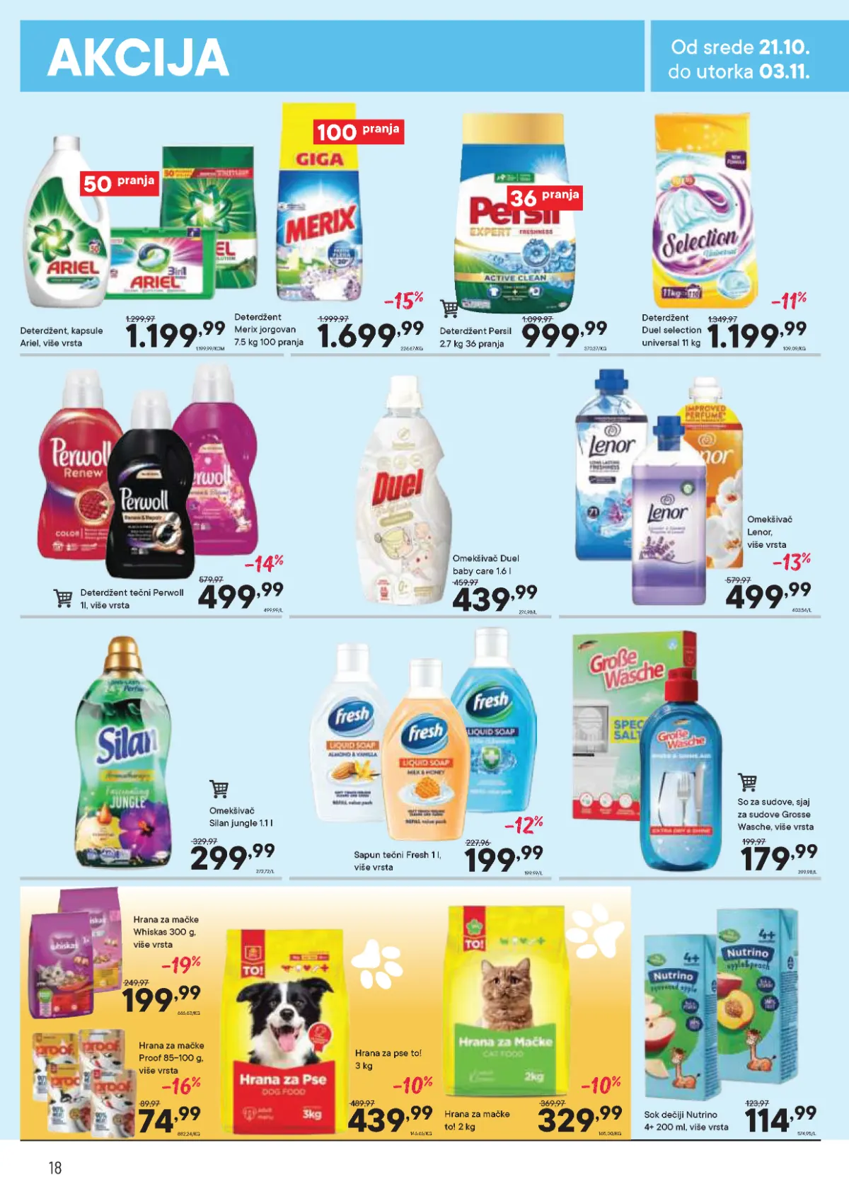 PerSu katalog strana 18 – Ariel, Merix, Persil, Duel, Lenor, Silan i hrana za kućne ljubimce
