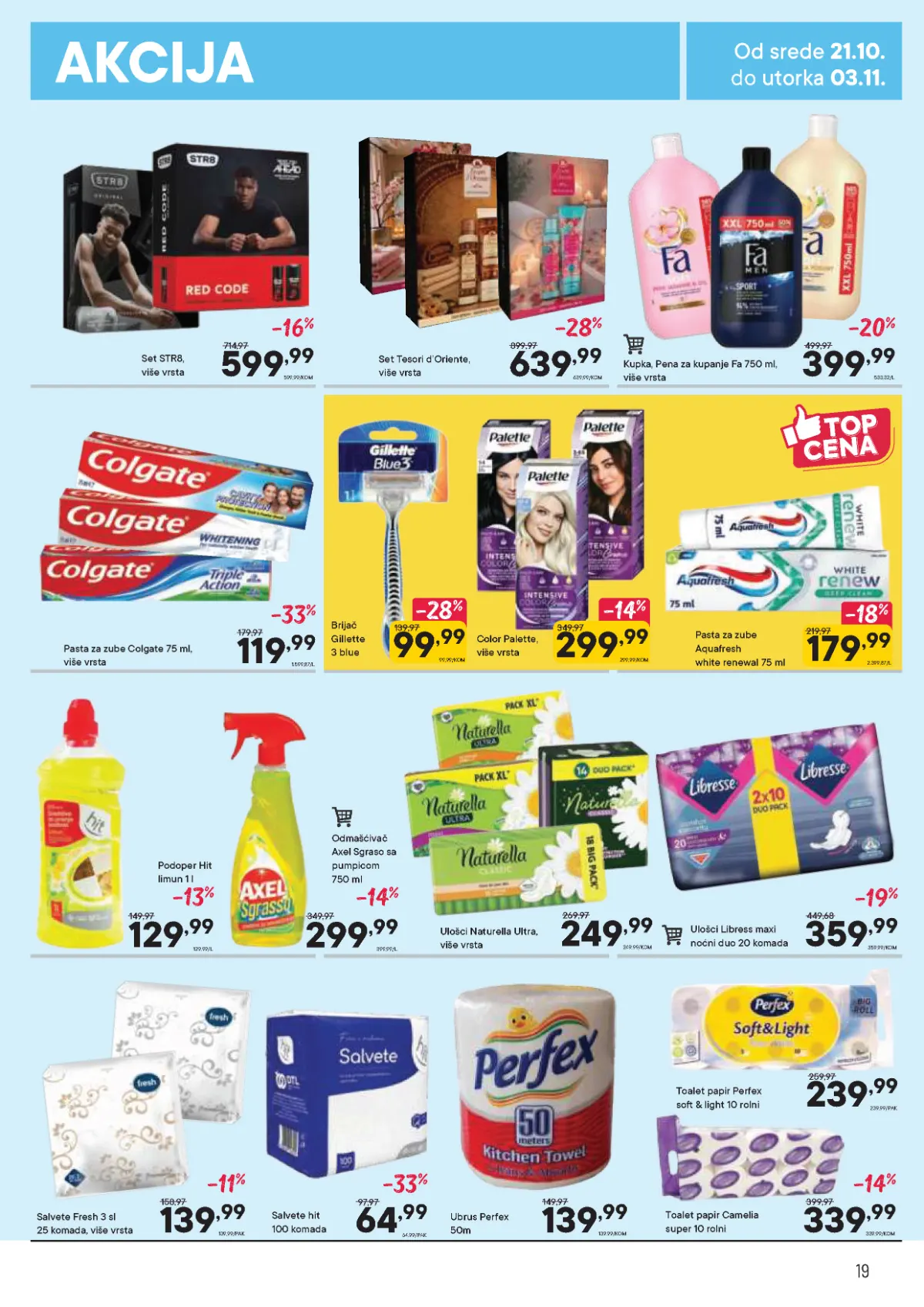 PerSu katalog strana 19 – Colgate, Gillette, Palette, Fa, Axel, Perfex i sredstva za ličnu higijenu