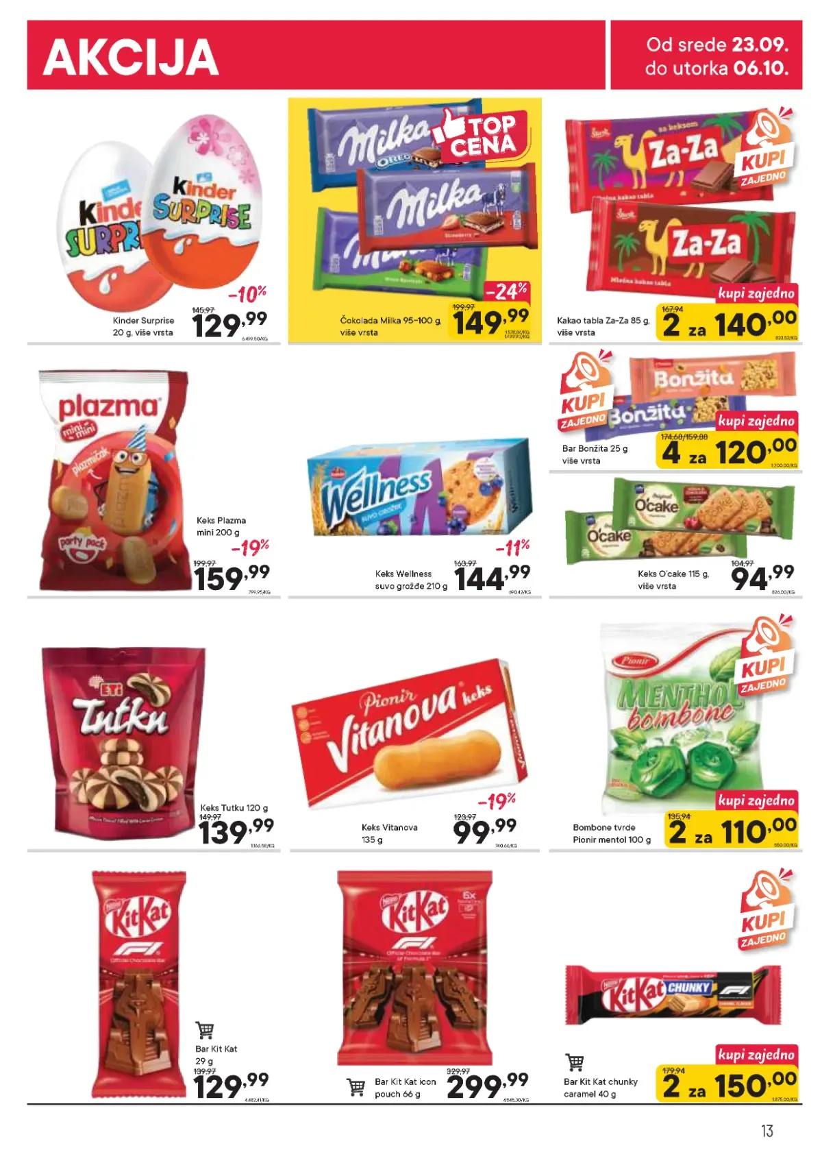 DTL PerSu katalog do 06.10.2026. – strana 13 DTL PerSu katalog, strana 13 – Kinder Surprise i Milka čokolada