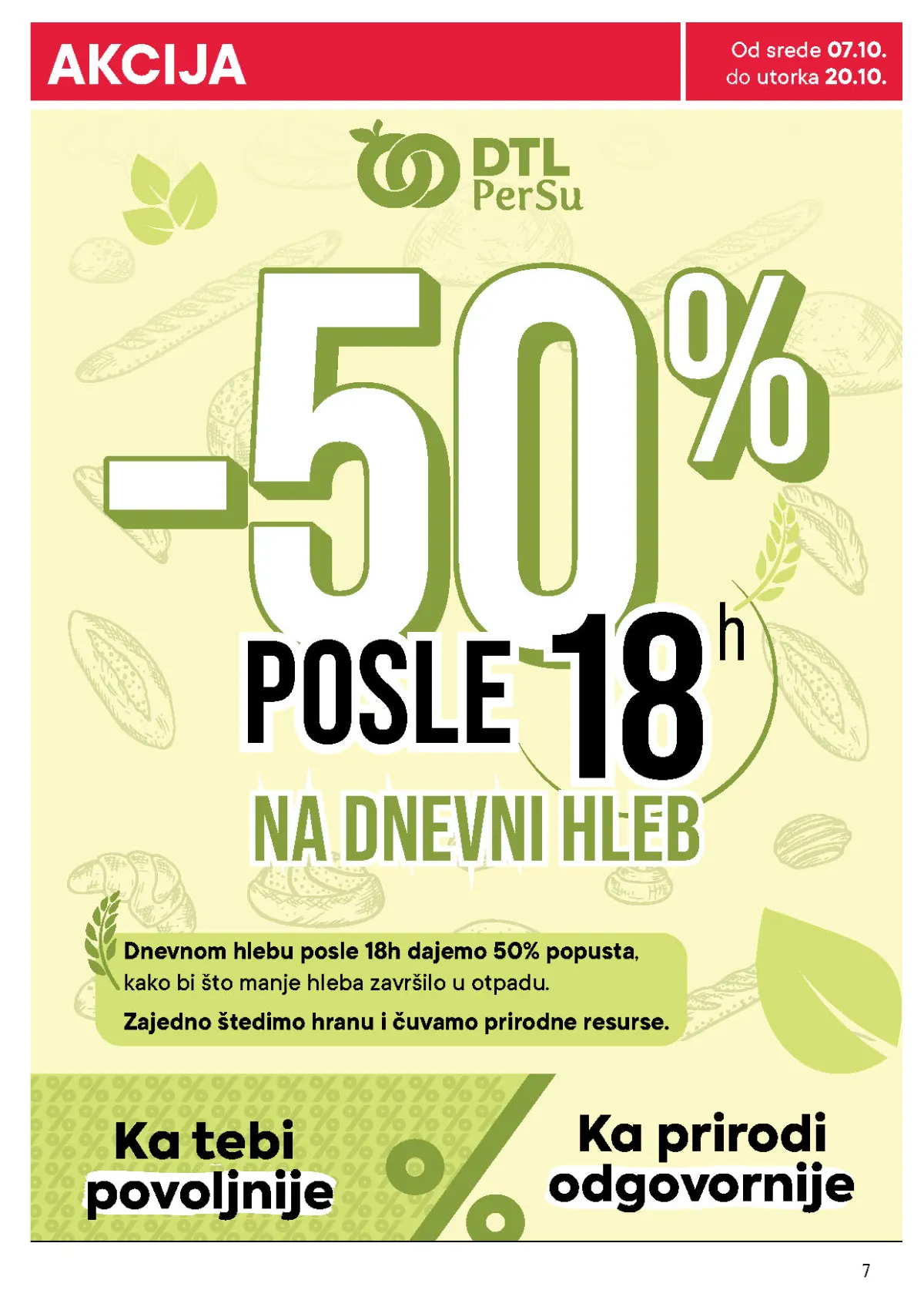 DTL PerSu – 50% popusta na dnevni hleb posle 18 časova radi smanjenja bacanja hrane