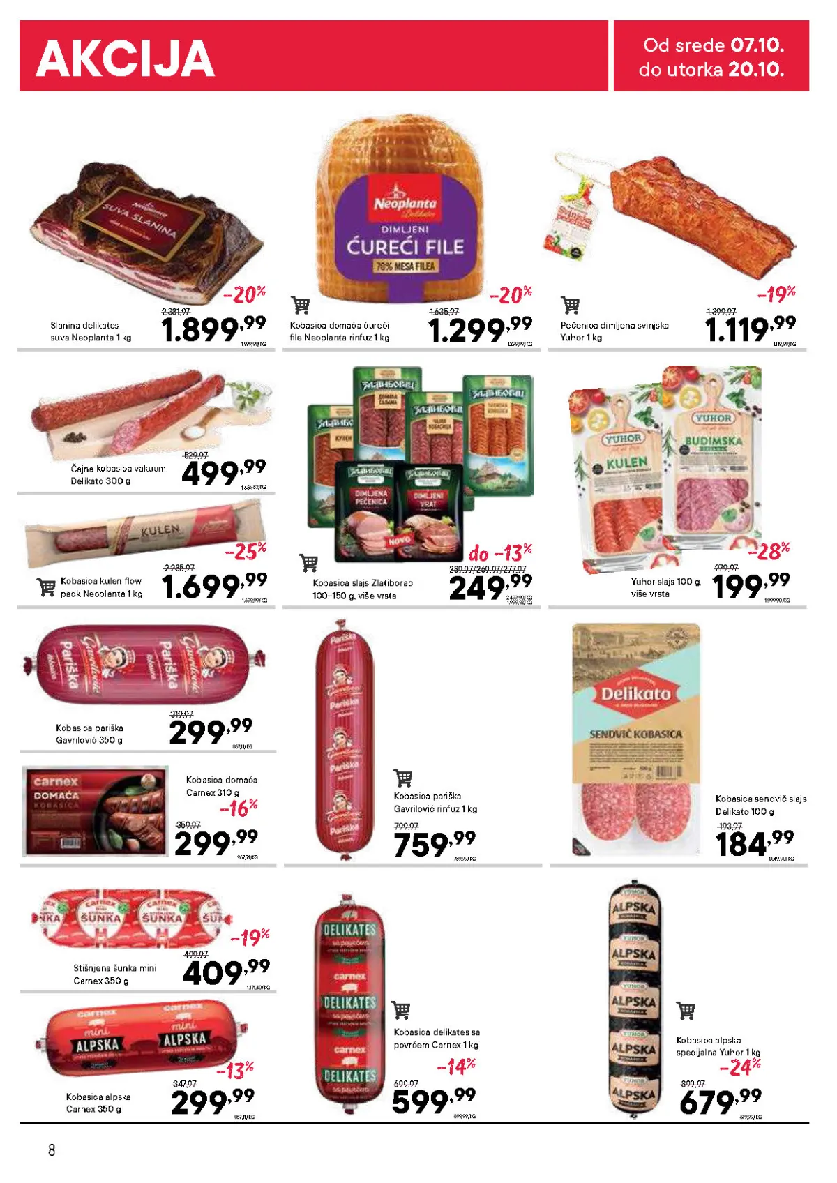 DTL PerSu katalog – Neoplanta slanina i ćureći file, Yuhor pečenica, kulen, Zlatiborac kobasice i Carnex šunka