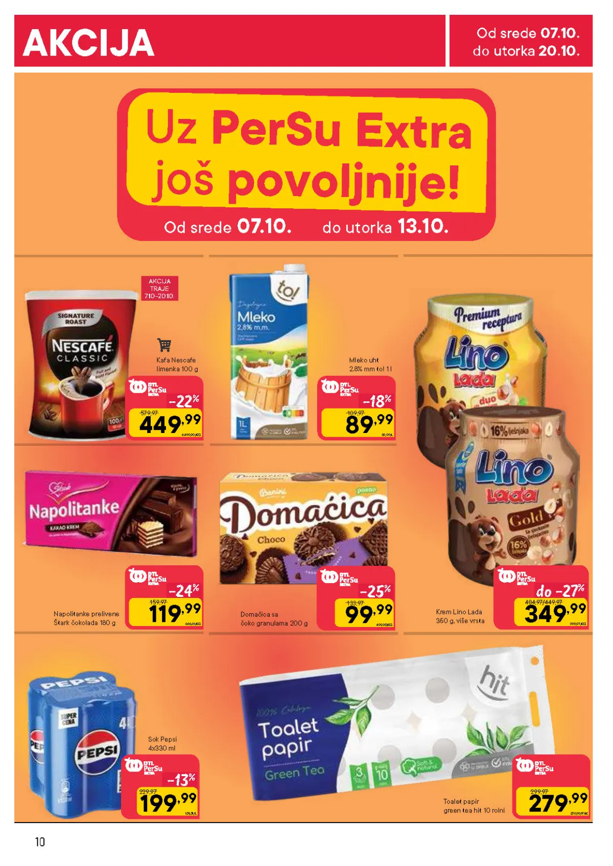 DTL PerSu Extra ponuda – Nescafe kafa, to! mleko, Štark napolitanke, Domaćica, Lino Lada, Pepsi i hit toalet papir