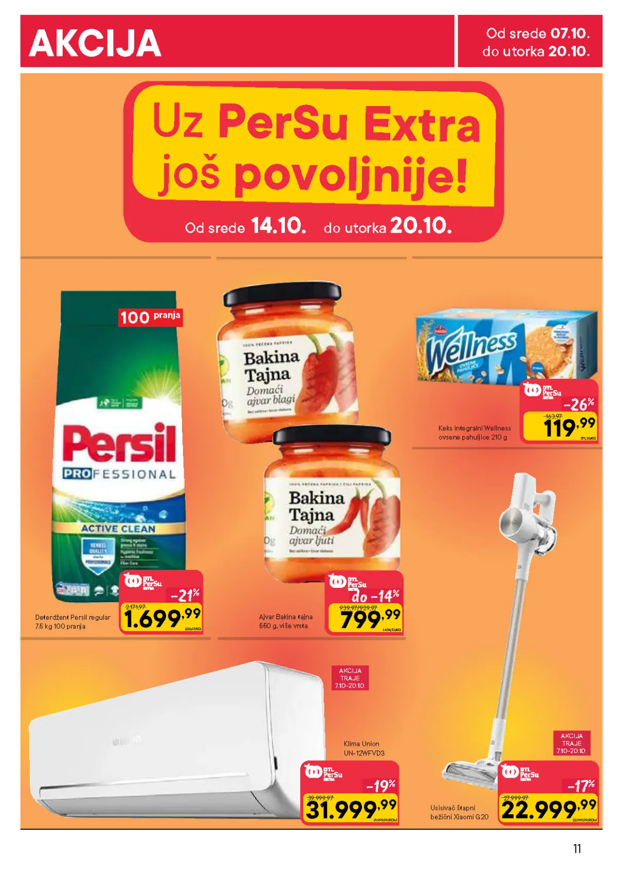 DTL PerSu Extra ponuda – Persil deterdžent, ajvar Bakina tajna, Wellness keks, Union klima i Xiaomi bežični usisivač