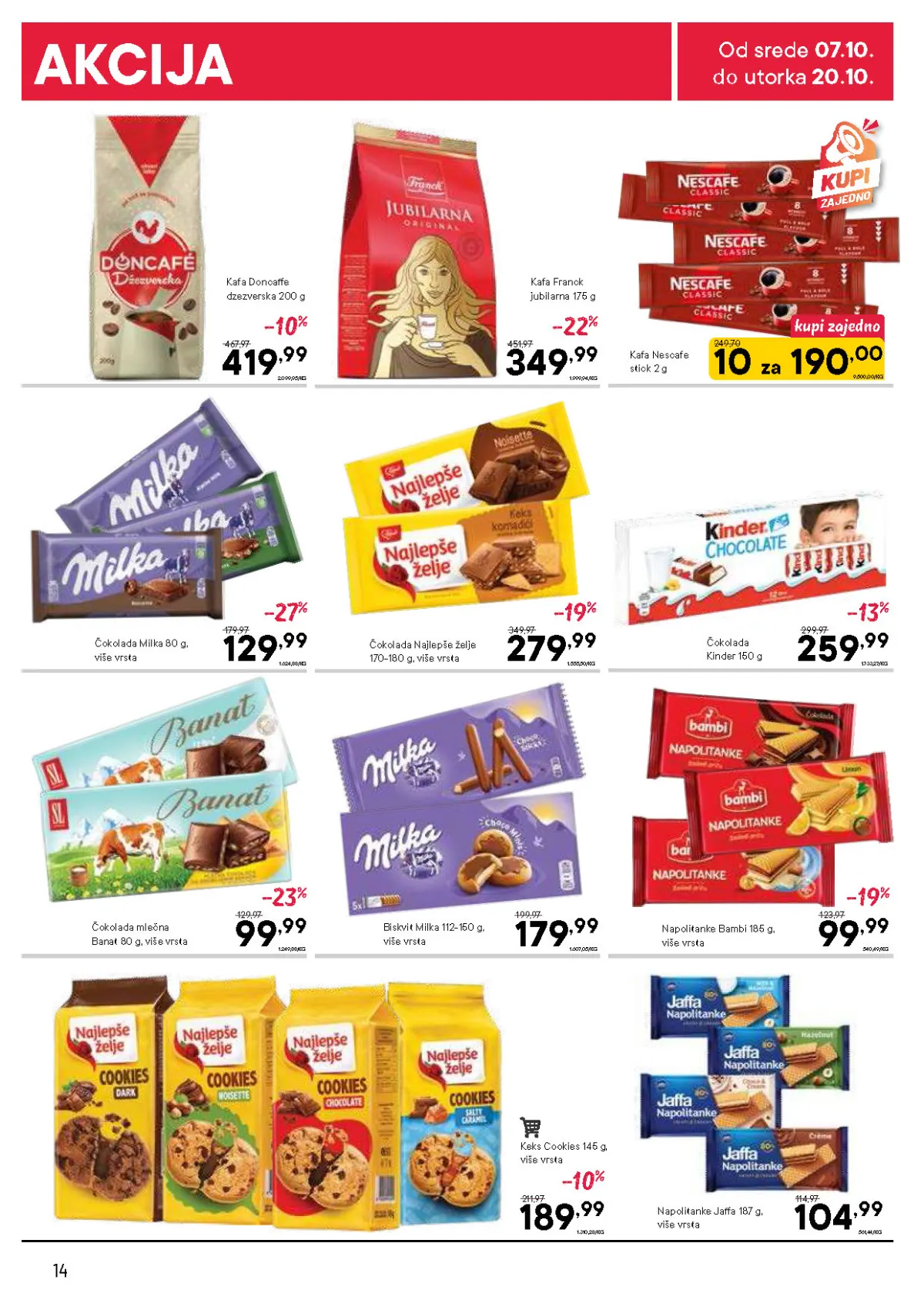 DTL PerSu katalog – Doncafe, Franck i Nescafe kafa, Milka, Najlepše želje, Kinder i Banat čokolade i napolitanke