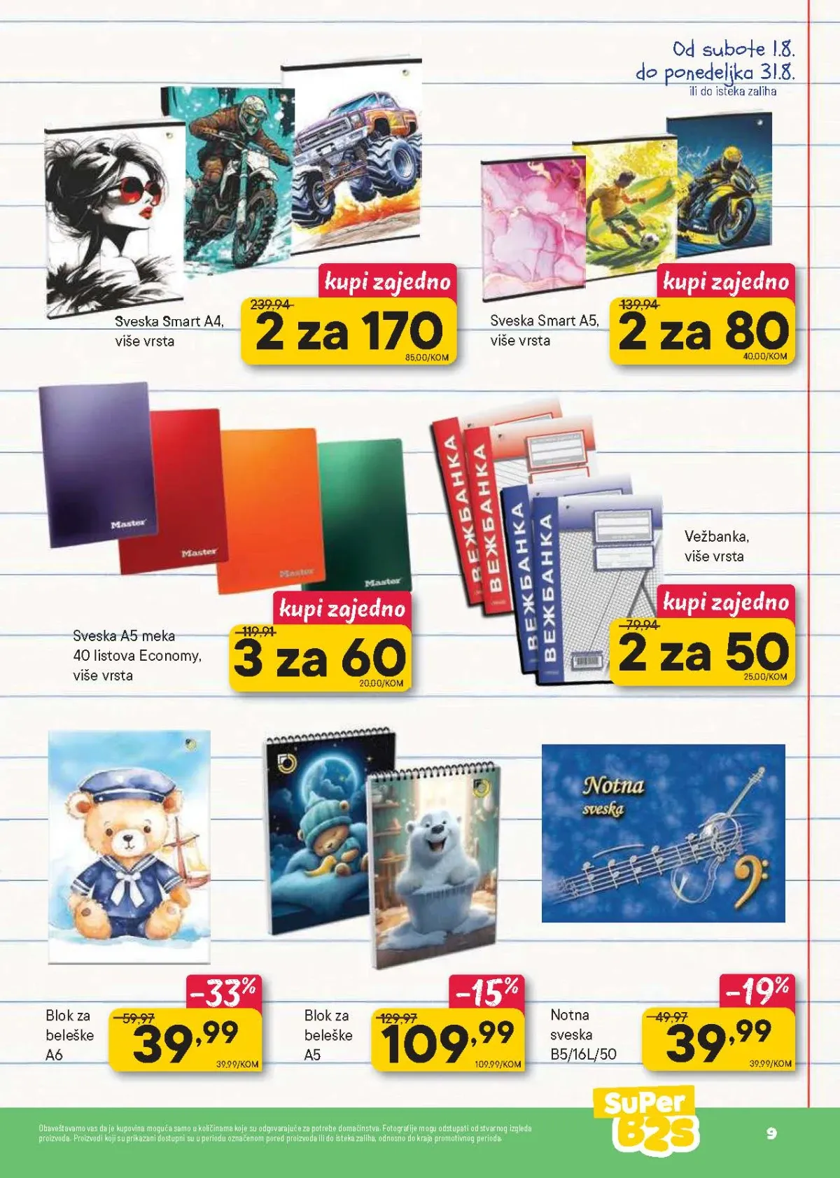PerSu Back to School katalog strana 9 donosi Smart sveske, blokove za beleške, notne sveske i vežbanke po akcijskim cenama