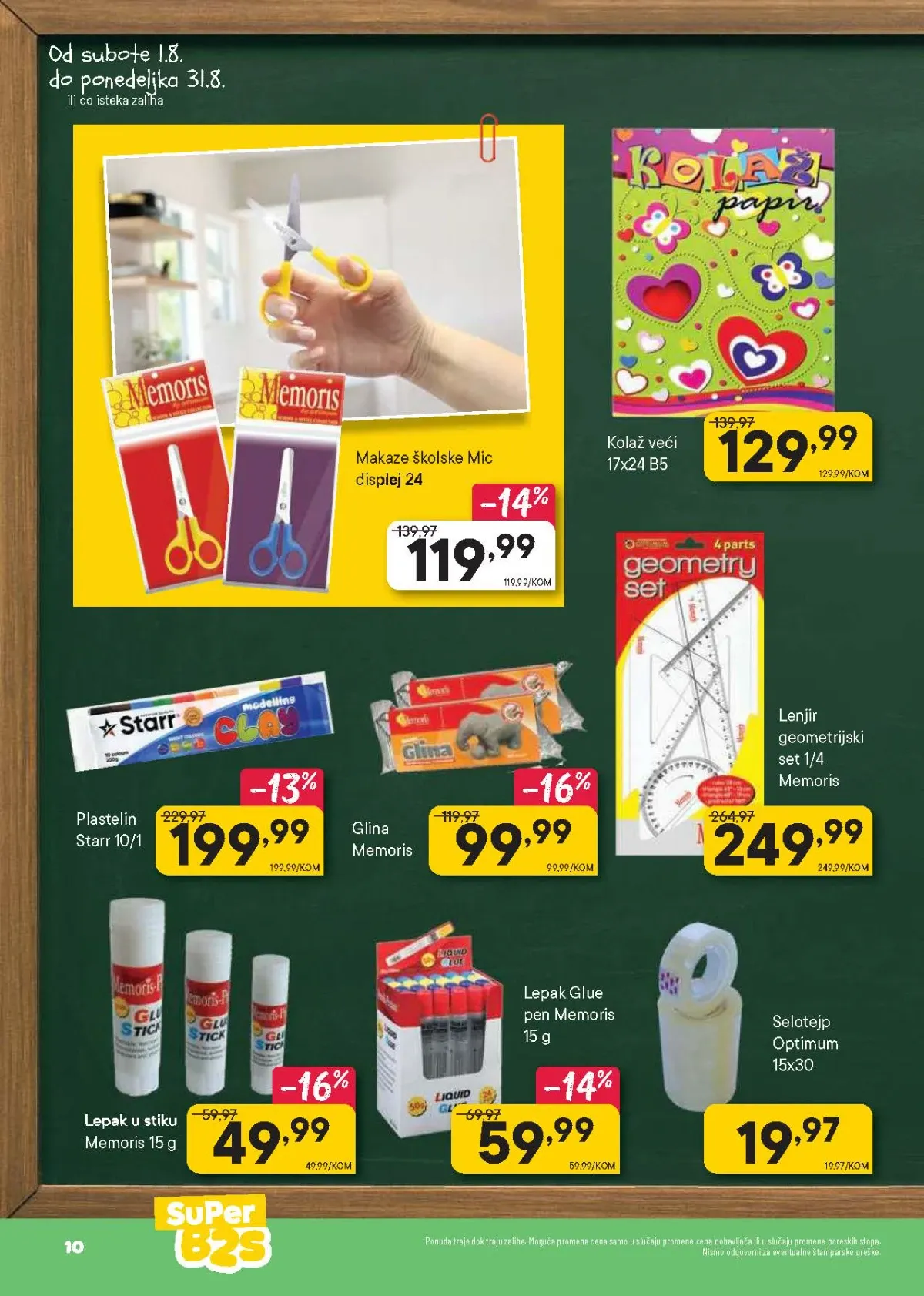 PerSu Back to School katalog strana 10 donosi plastelin, glinu, školske makaze, lenjire, lepkove i kolaž papir po akcijskim cenama