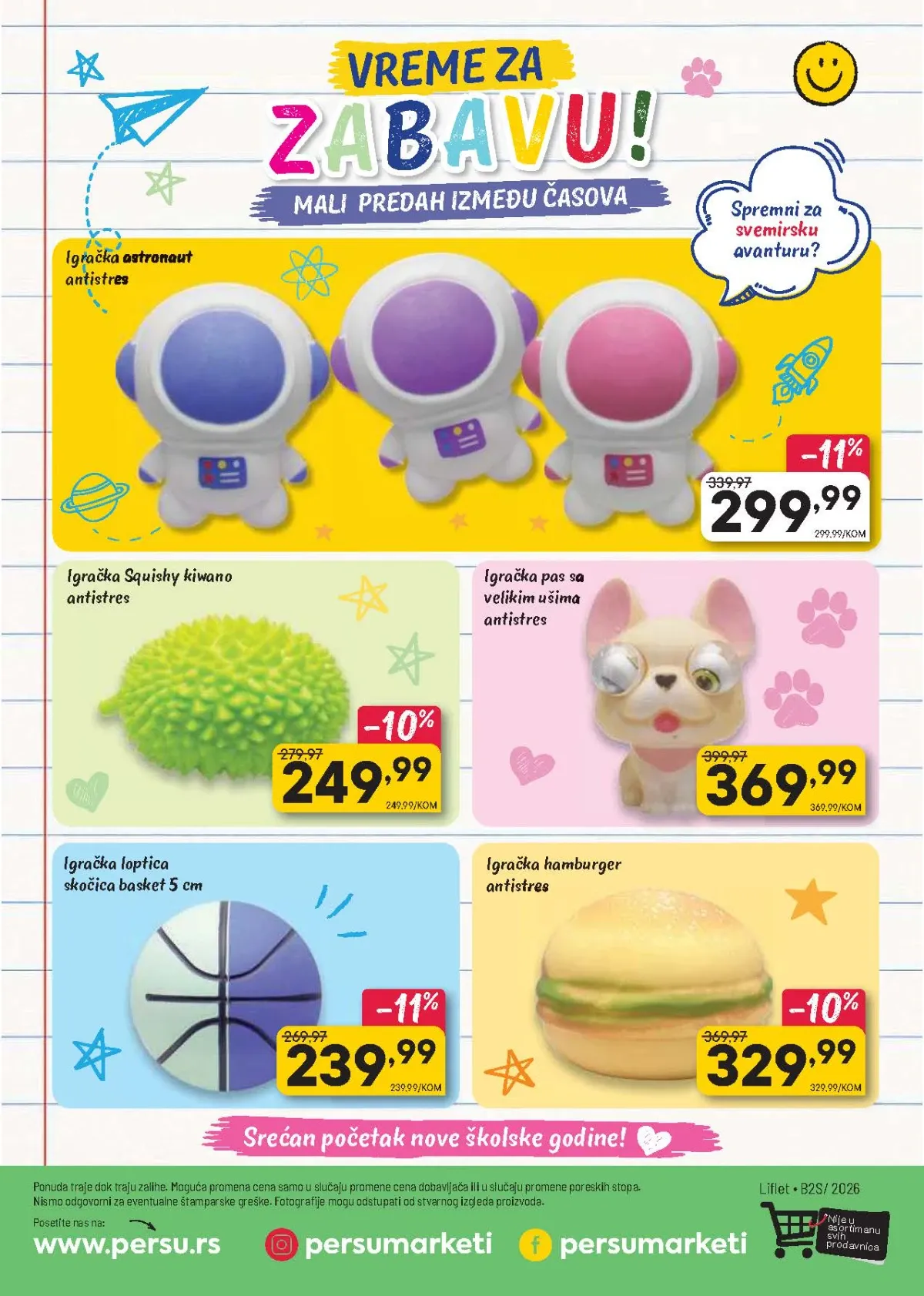 PerSu Back to School katalog strana 12 donosi antistres igračke, astronaute, loptice i druge zabavne proizvode za mali odmor