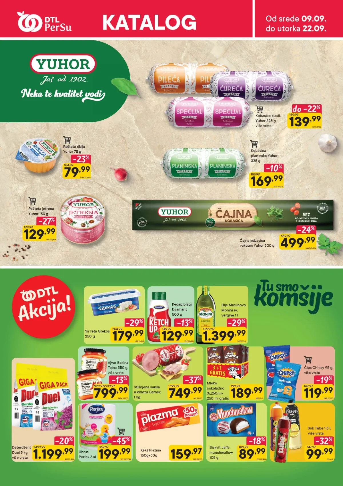 PerSu katalog od 09. do 22.09.2026. – prehrana, mlečni proizvodi, slatkiši, piće, kućna hemija i proizvodi za domaćinstvo uz sniženja do 50%