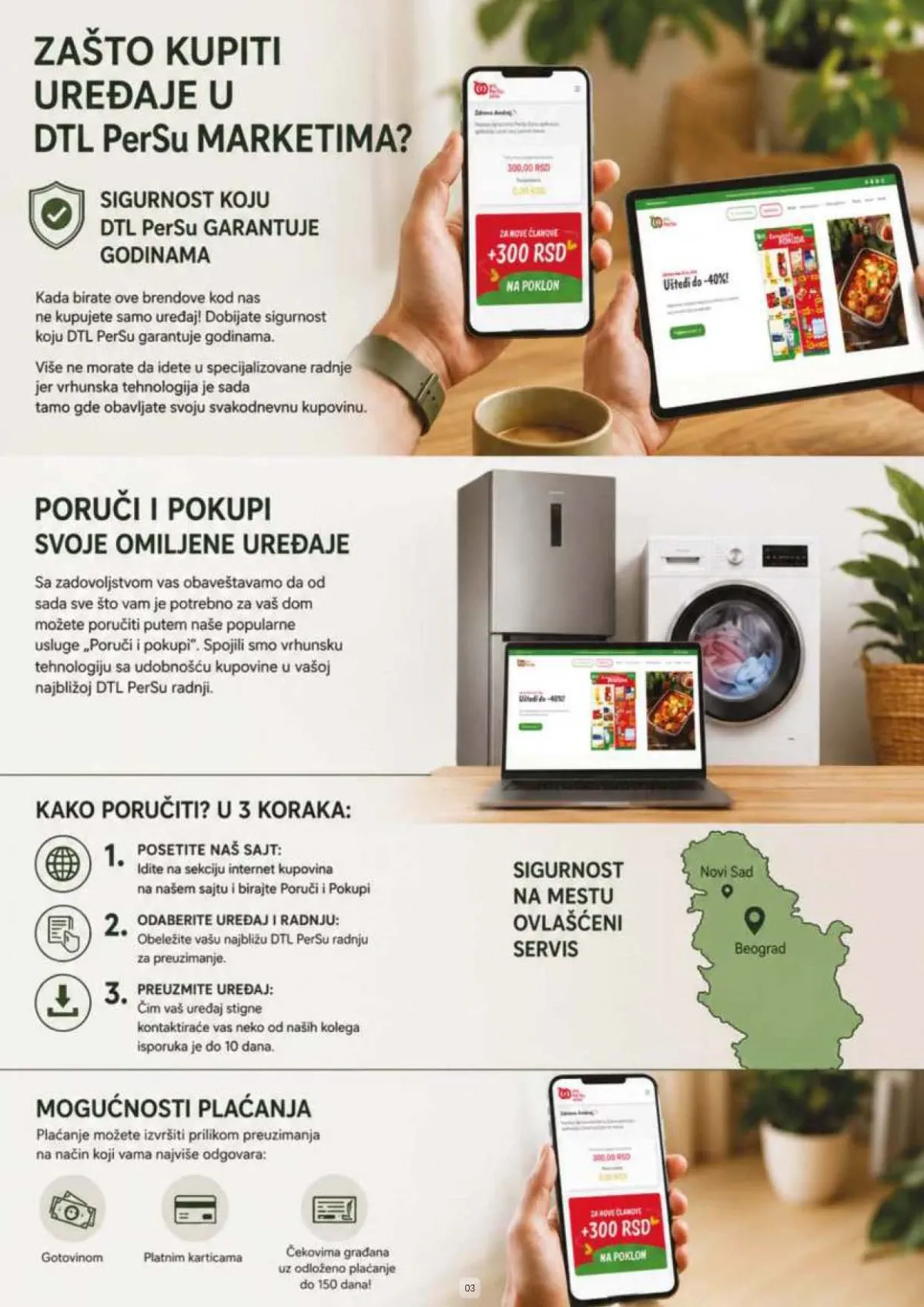PerSu Poruči i pokupi prikazuje način online poručivanja, preuzimanja uređaja i mogućnosti plaćanja