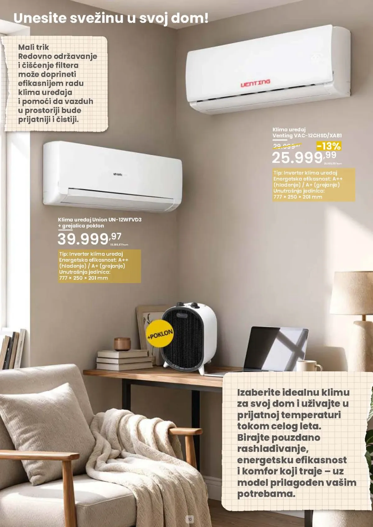 PerSu Poruči i pokupi donosi akciju na Union i Venting inverter klima uređaje po sniženim cenama