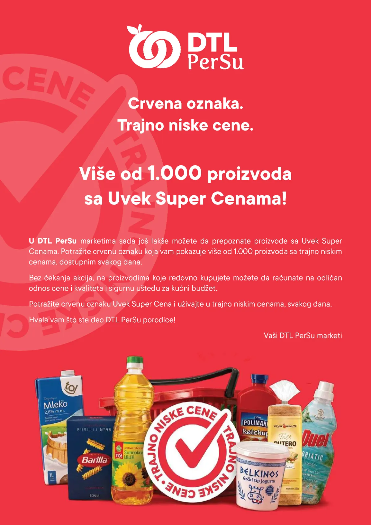 PerSu katalog strana 2 – crvena oznaka Uvek Super Cena i više od 1.000 proizvoda po trajno niskim cenama