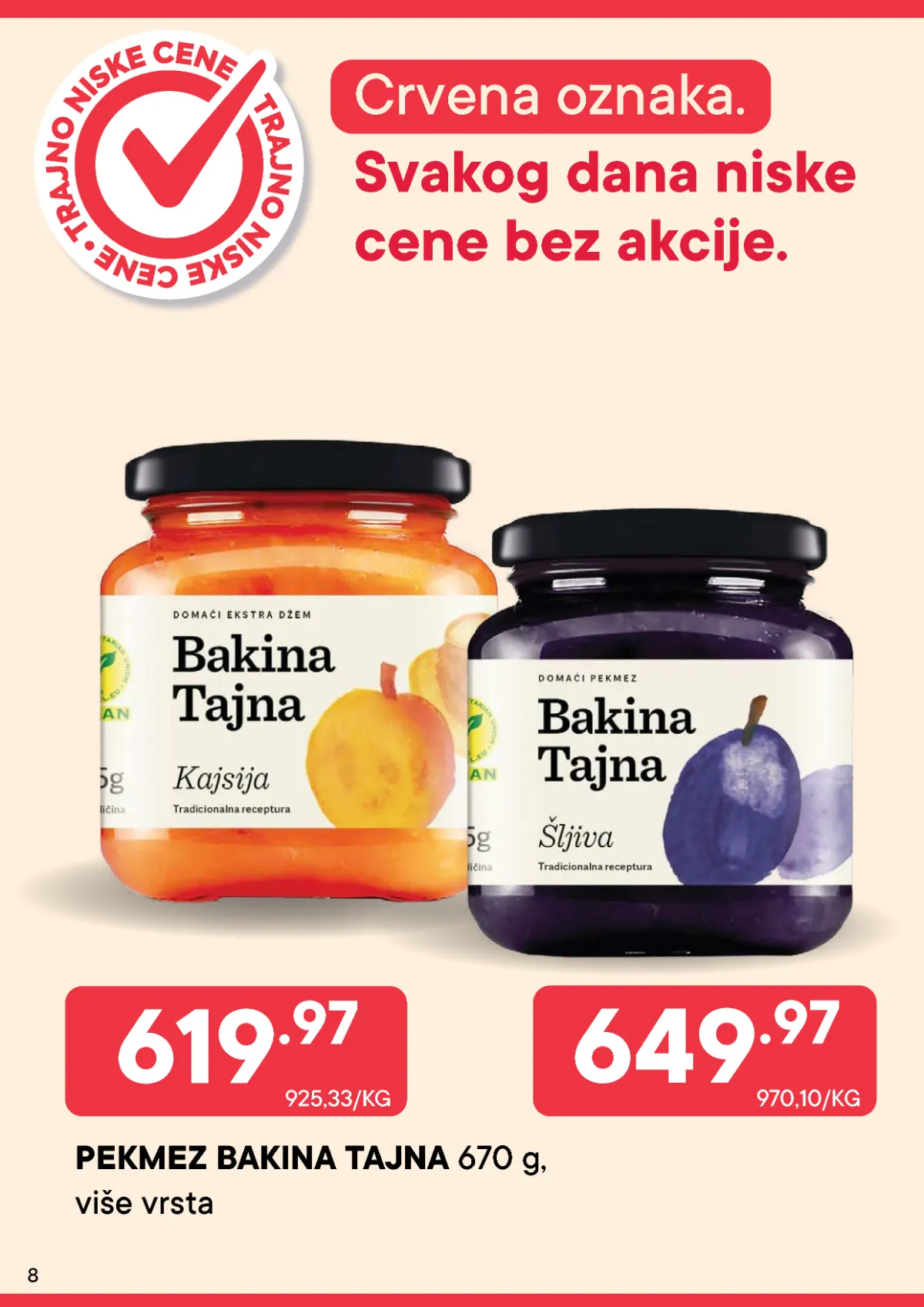 PerSu katalog strana 8 – Bakina Tajna pekmez od kajsije 619,97 dinara i šljive 649,97 dinara