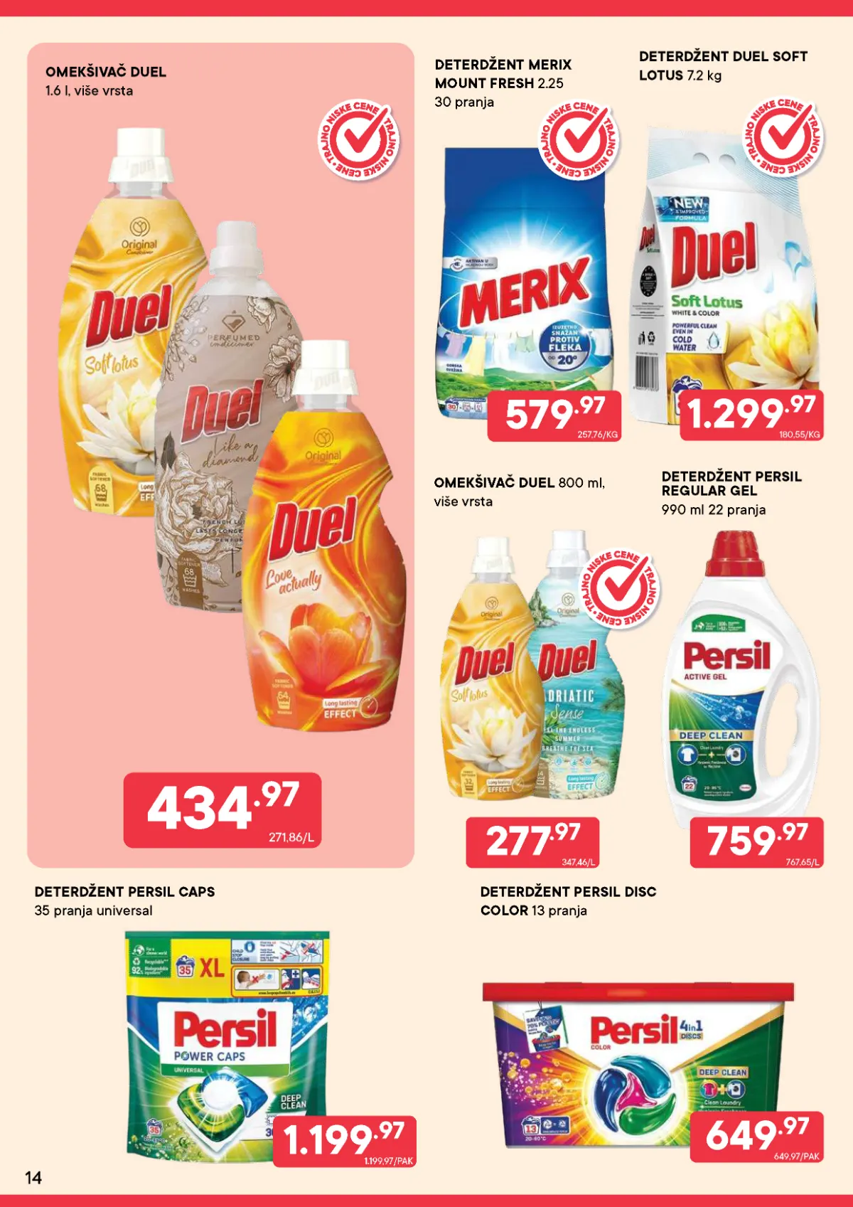 PerSu katalog strana 14 – Duel omekšivači, Merix deterdžent, Persil gel, kapsule i diskovi za pranje