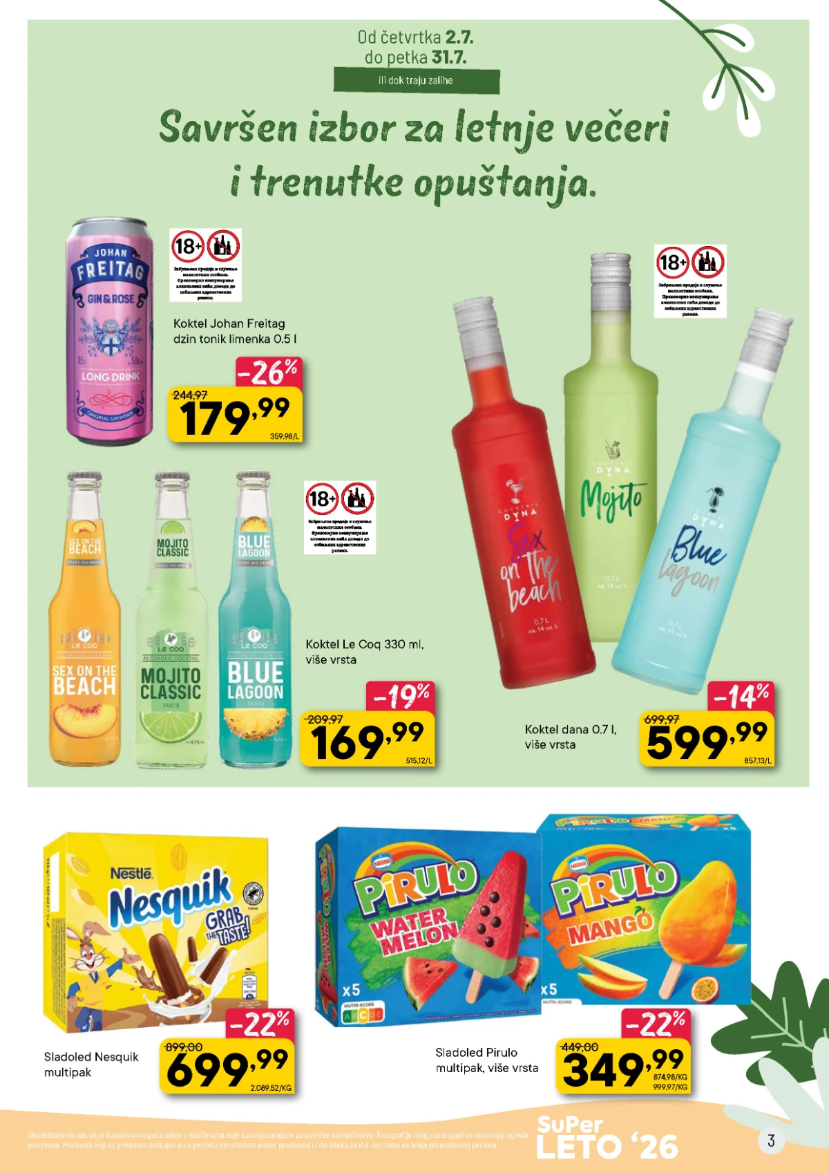 PerSu Super Leto '26 – kokteli i sladoledi po akcijskim cenama