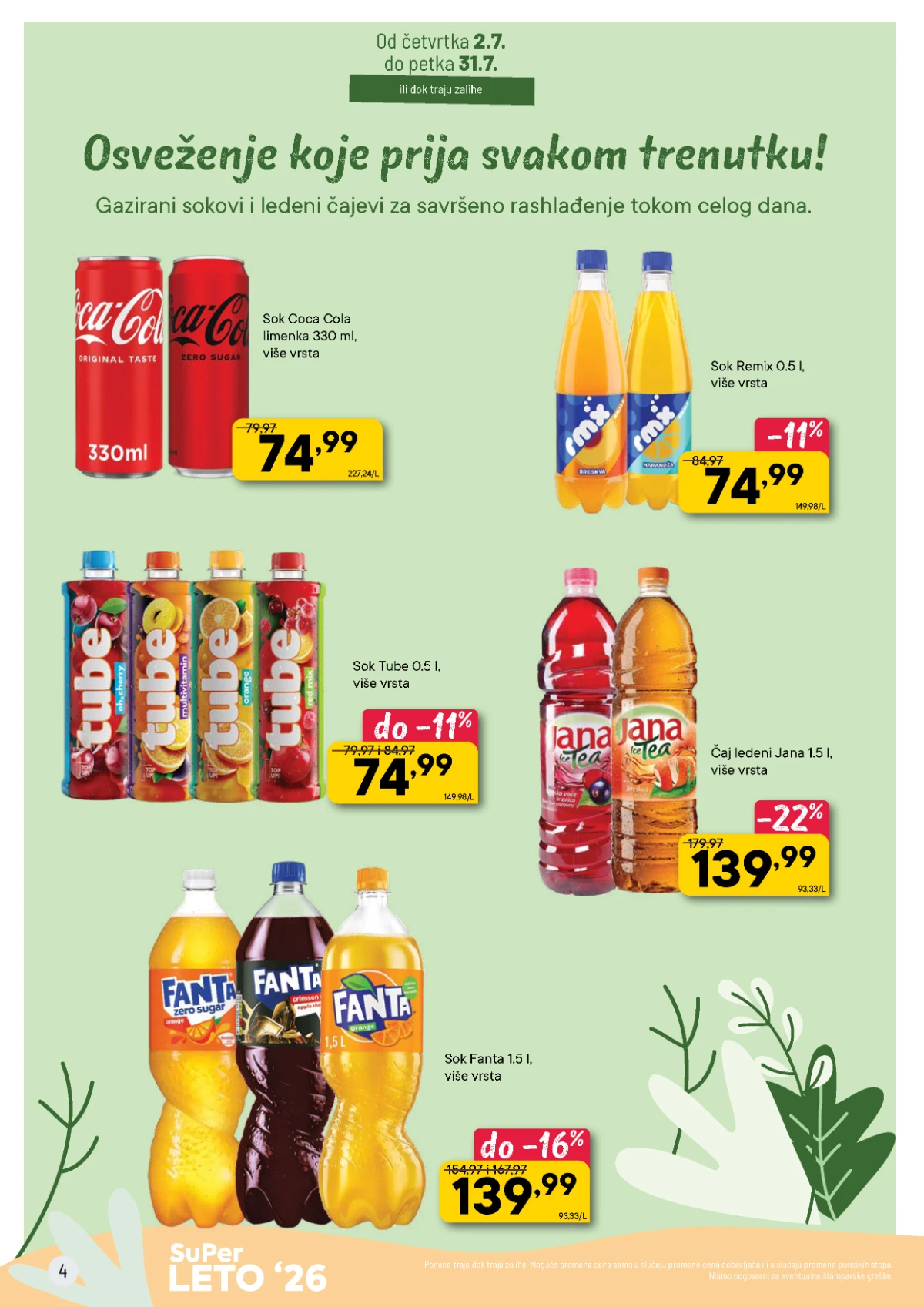 PerSu Super Leto '26 – Coca-Cola, Fanta, Jana Ice Tea i Remix na akciji