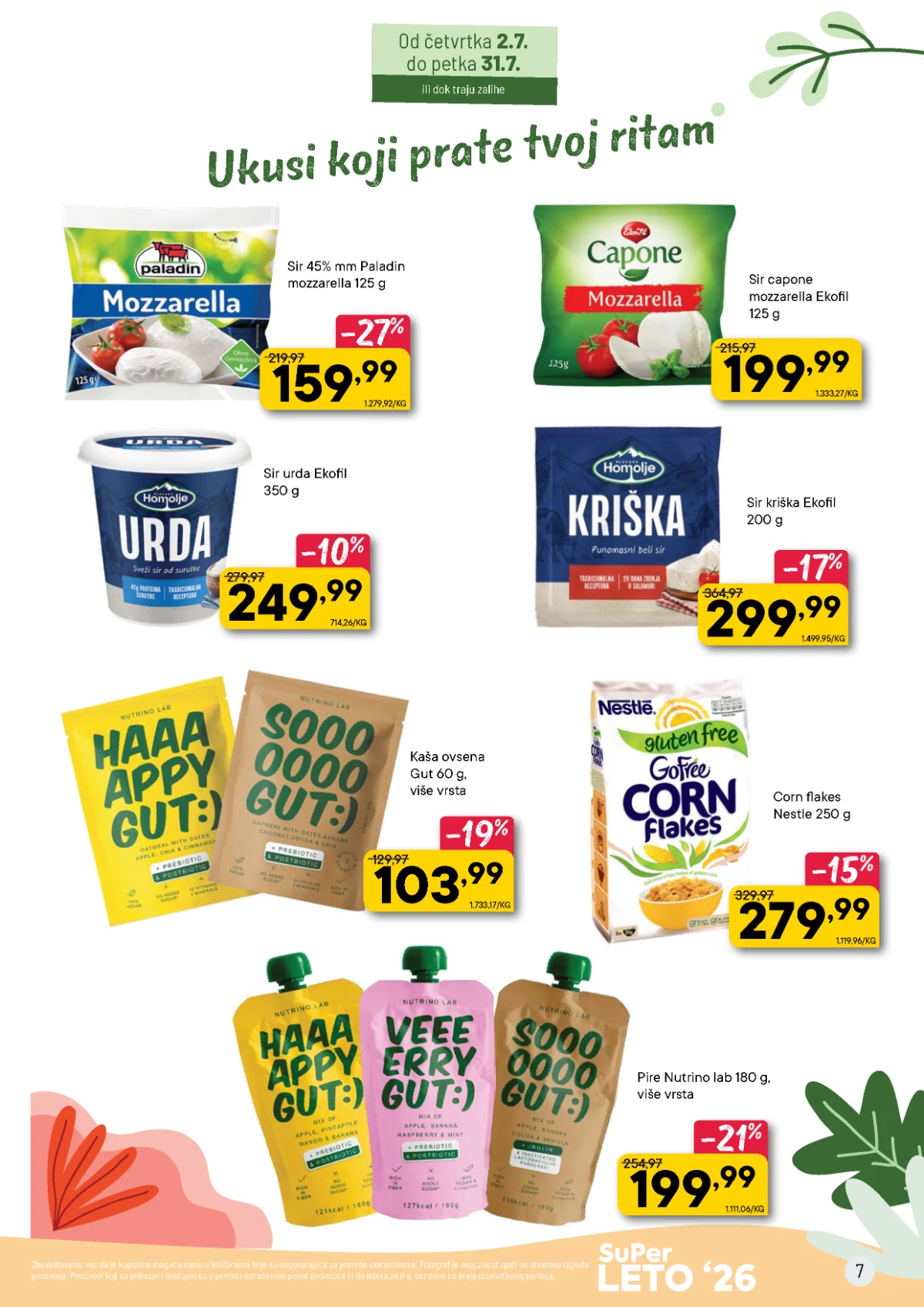 PerSu Super Leto '26 – mozzarella, urda, kaše i pirei na akciji