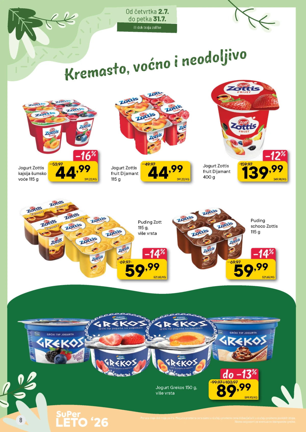 PerSu Super Leto '26 – Zottis jogurti, pudinzi i Grekos jogurt