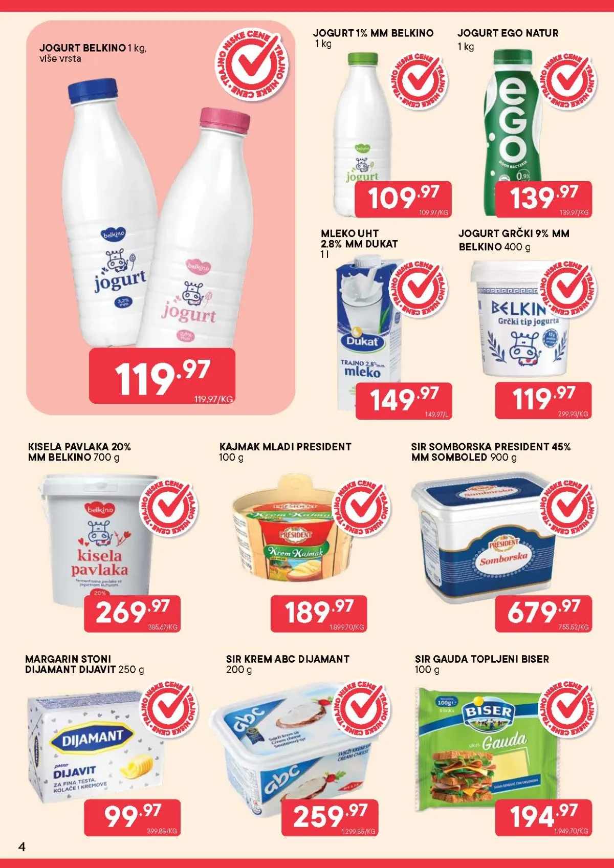 PerSu niske cene mlečnih proizvoda – jogurt, mleko, pavlaka, kajmak i sirevi