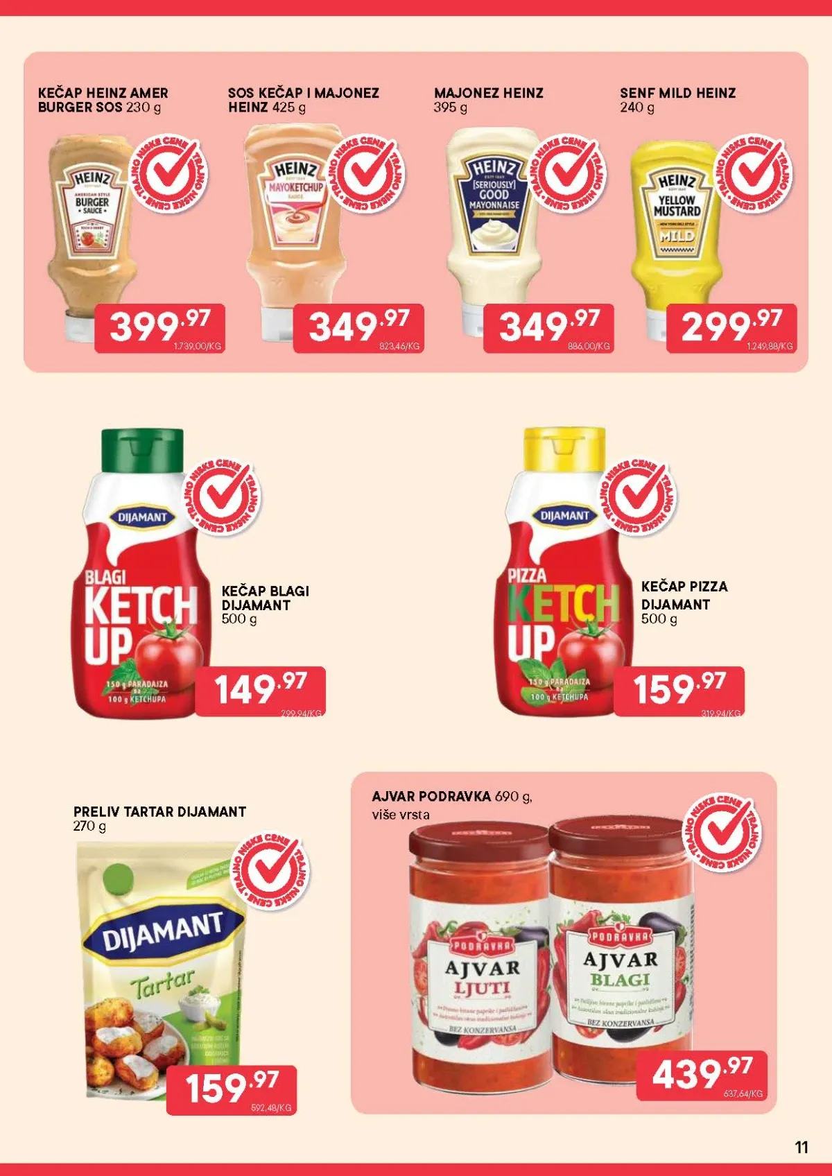 PerSu niske cene – Heinz sosovi, Dijamant kečap i Podravka ajvar