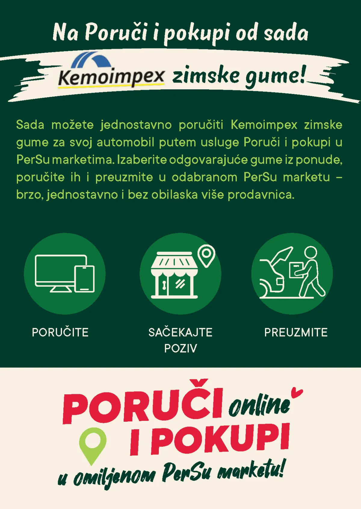 PerSu i Kemoimpex zimske gume – poručivanje online, čekanje poziva i preuzimanje u odabranom PerSu marketu