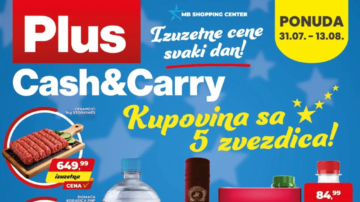 Plus Cash&Carry akcija do 13.08.2026. – snižene cene prehrane, pića, kućne hemije i proizvoda za domaćinstvo