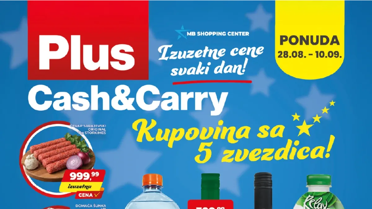 Plus Cash&Carry akcija od 28.08. do 10.09.2026. – prehrana, piće, školski program i kućna hemija po akcijskim cenama