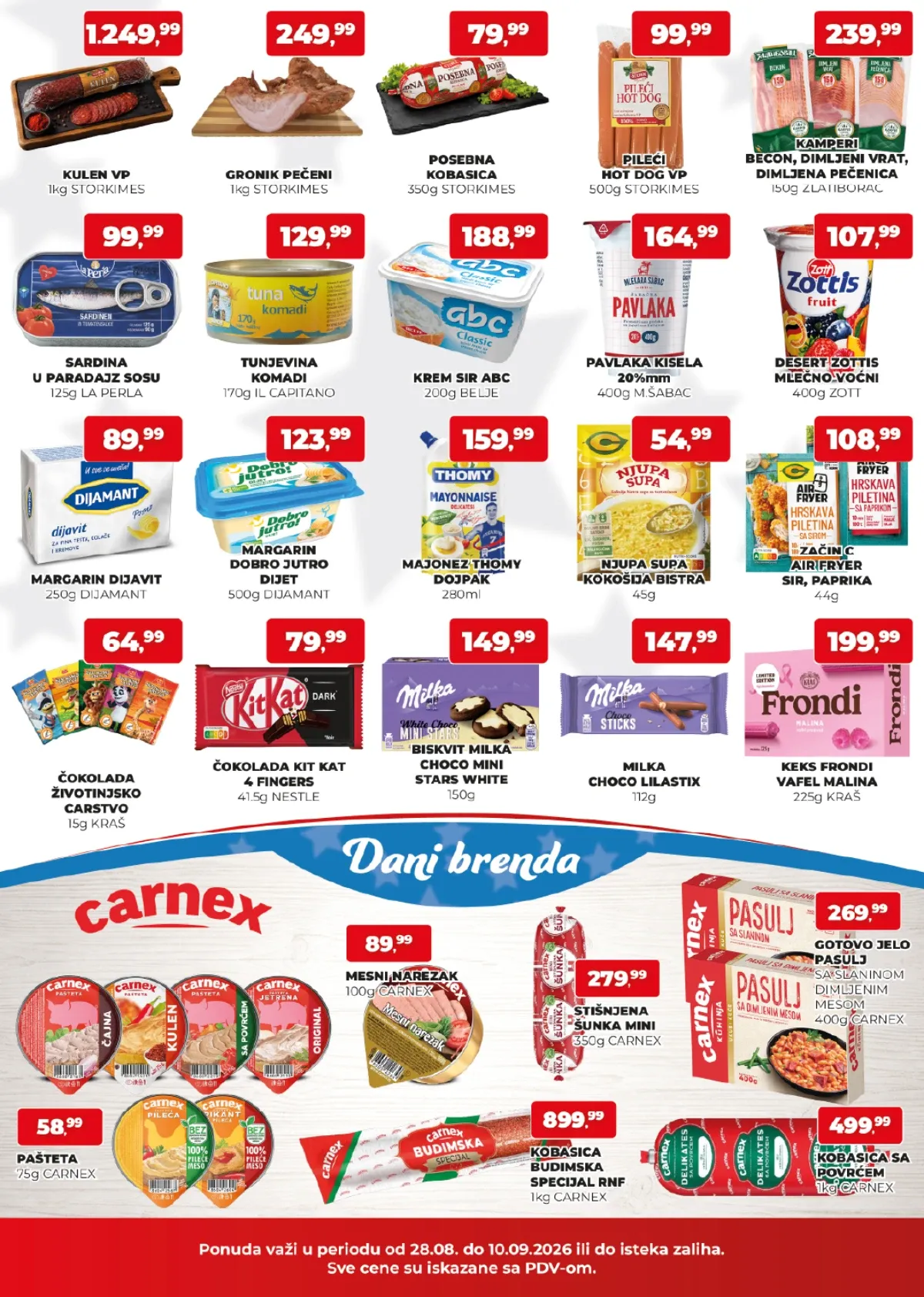 Plus Cash&Carry akcija do 10.09.2026. – mesne prerađevine, mlečni proizvodi, supe, čokolade i Carnex proizvodi