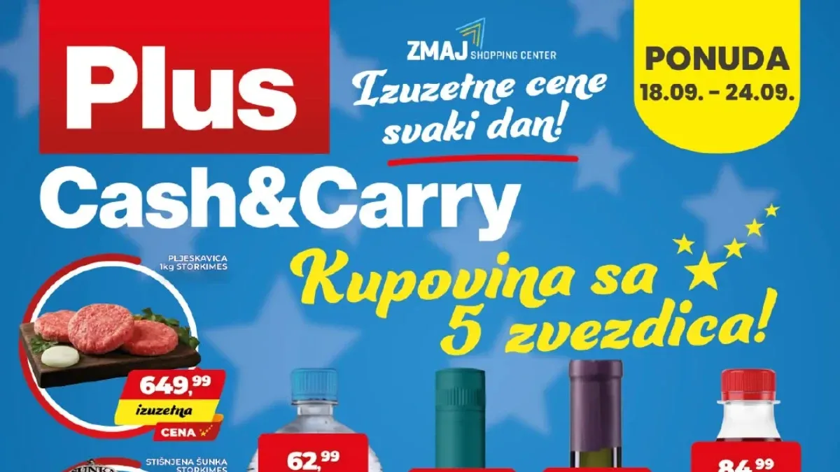 Plus Cash&Carry akcija od 18.09. do 24.09.2026. – meso, suhomesnati proizvodi, piće, slatkiši i kućna hemija po akcijskim cenama