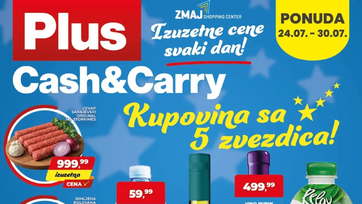 Plus Cash&Carry akcija do 30.07.2026. – popusti do 50% na prehranu, pića, kućnu hemiju i proizvode za domaćinstvo