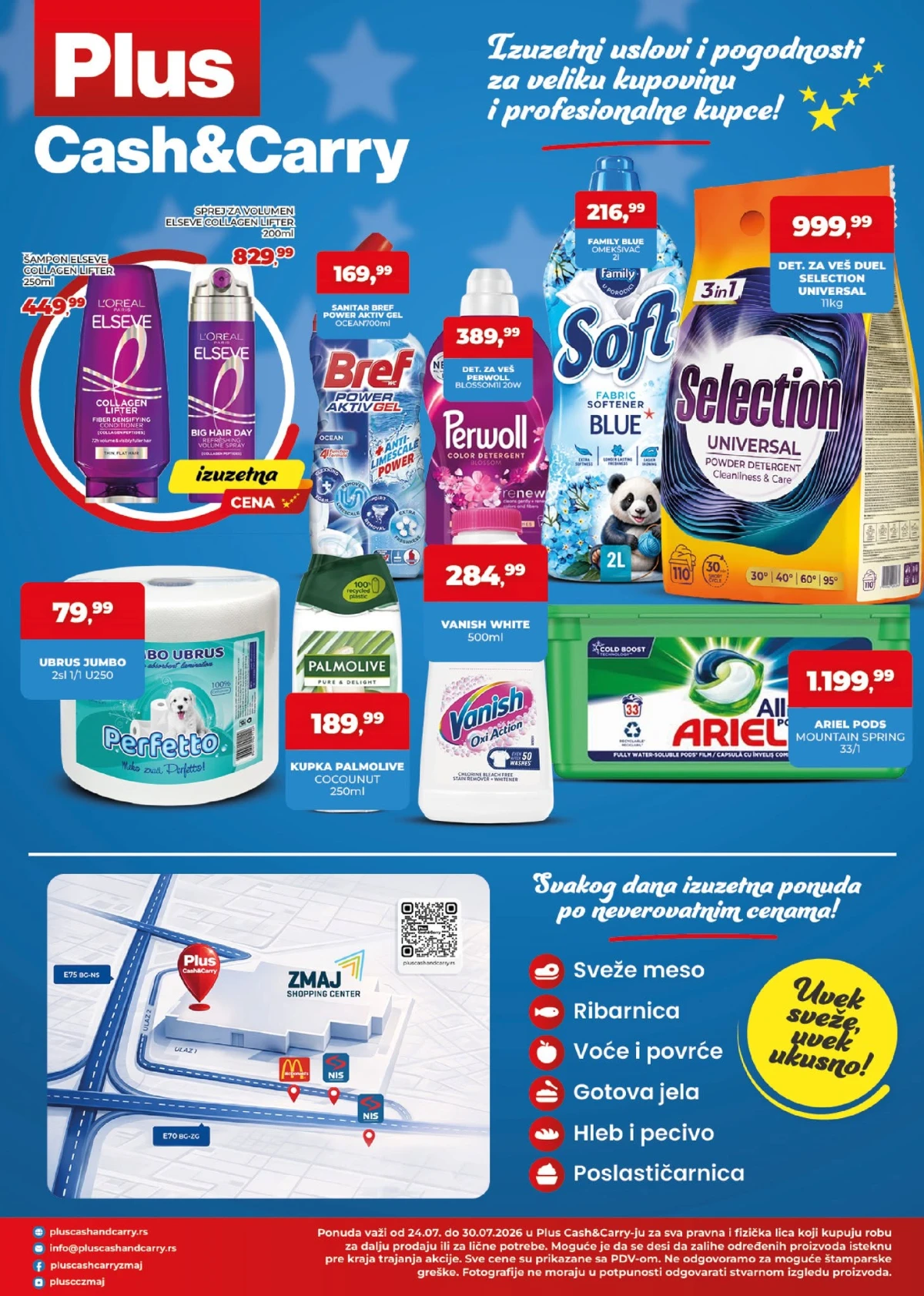 Plus Cash&Carry akcija do 30.07.2026. – kućna hemija, deterdženti, omekšivači i kozmetika